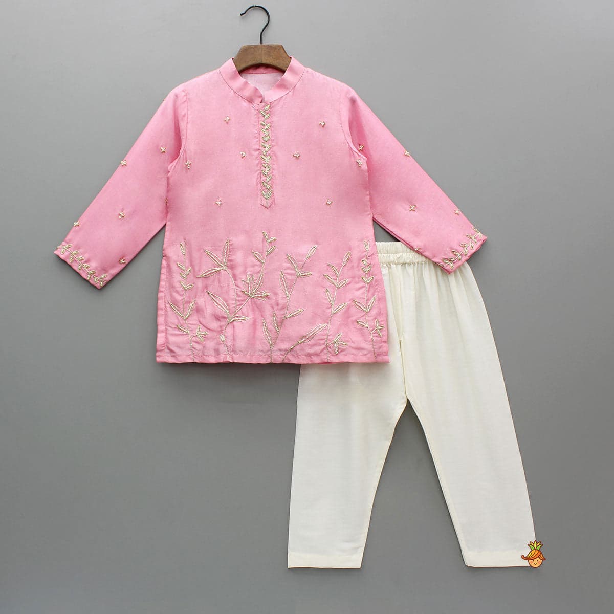 Pre Order: Pink Embroidered Kurta And Pyjama