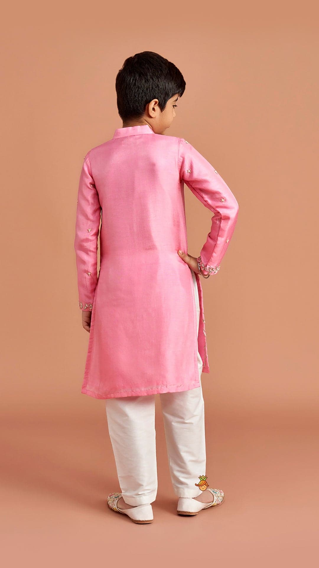Pre Order: Pink Embroidered Kurta And Pyjama view