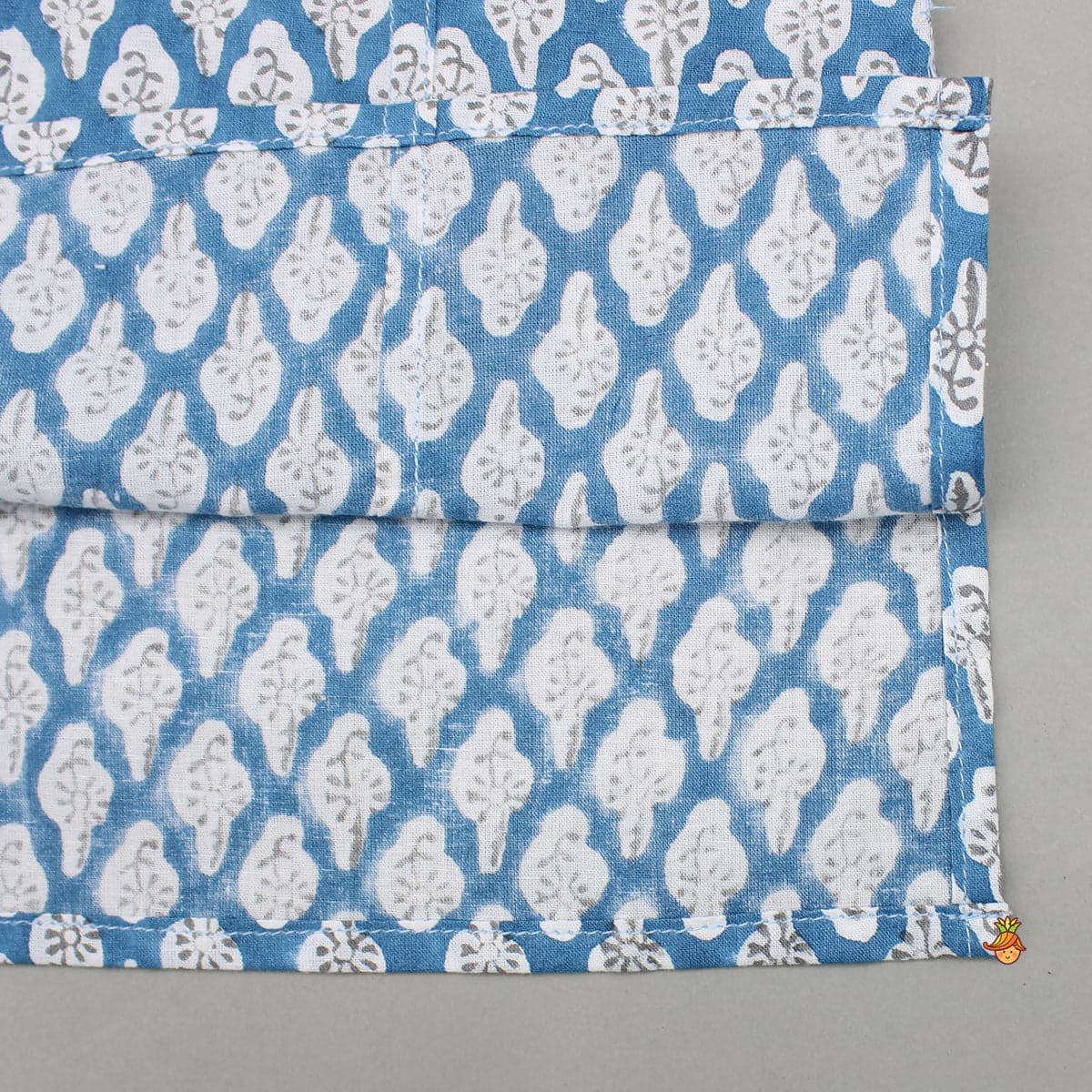 Blue Hand Block Printed Kurta And Pyjama view