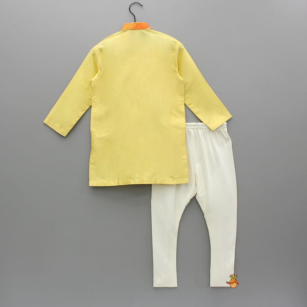 Pre Order: Kurta With Hand Embroidered Krishna Motif And Churidar view