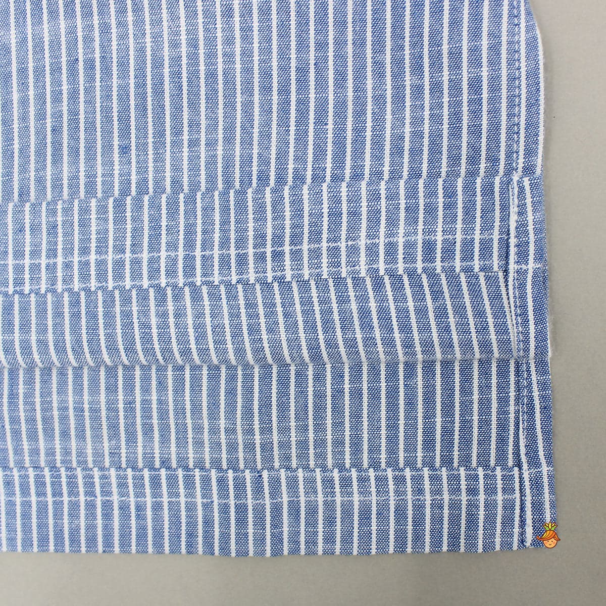 Pre Order: Blue Striped Embroidered Kurta With White Pyjama view
