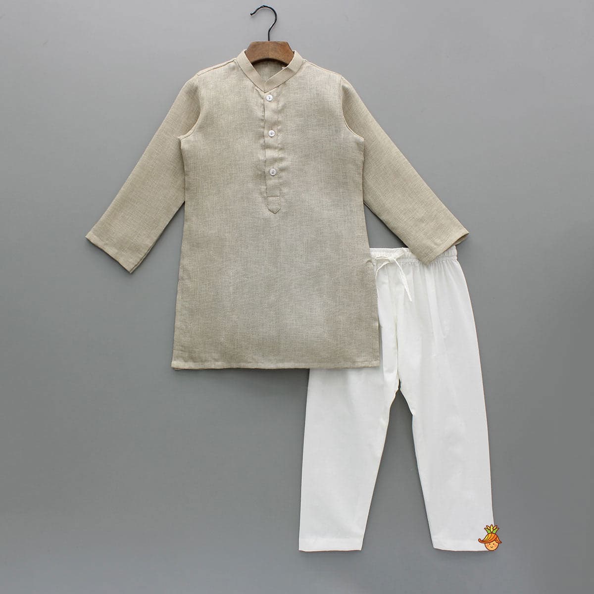 Pre Order: Beige Kurta With Floral Sequin Embroidered Jacket And Pyjama view