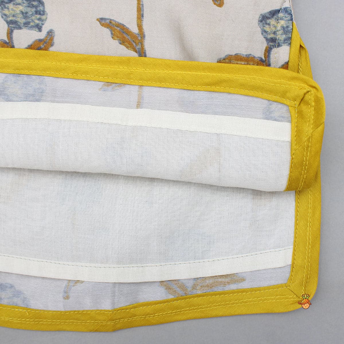 Pre Order: Yellow Detailed Floral Printed Chanderi Kurta With Pyjama view