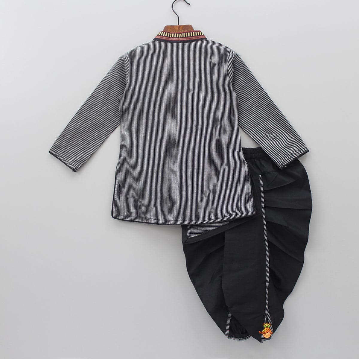 Strip Print Asymmetric Kurta With Dhoti view