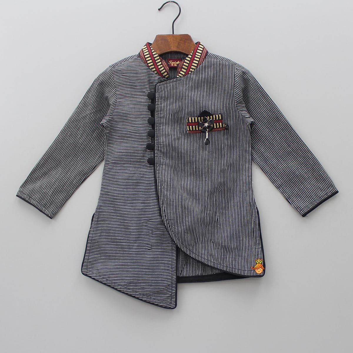 Strip Print Asymmetric Kurta With Dhoti view