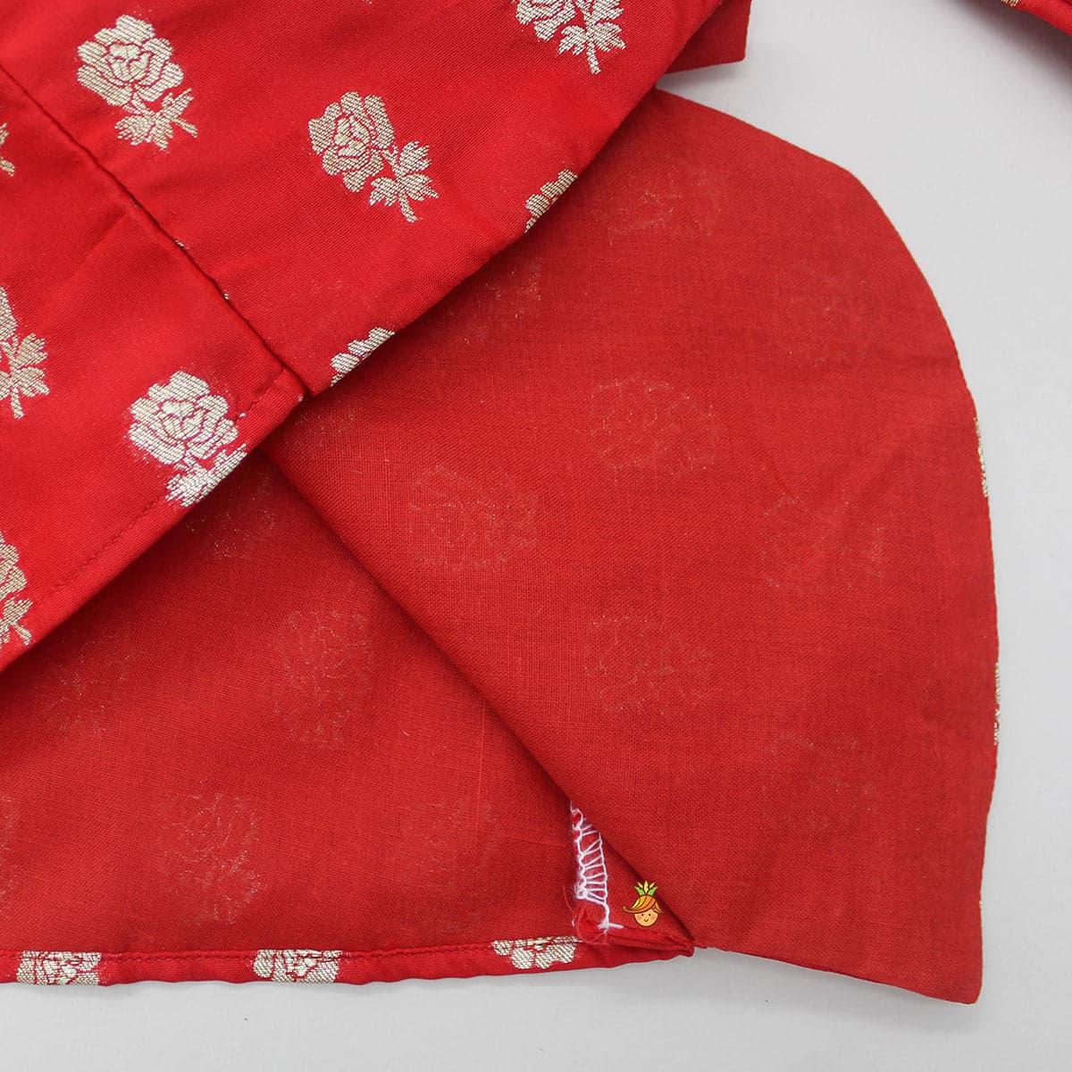 Pre Order: Rose Printed Red Kurta with Dhoti view