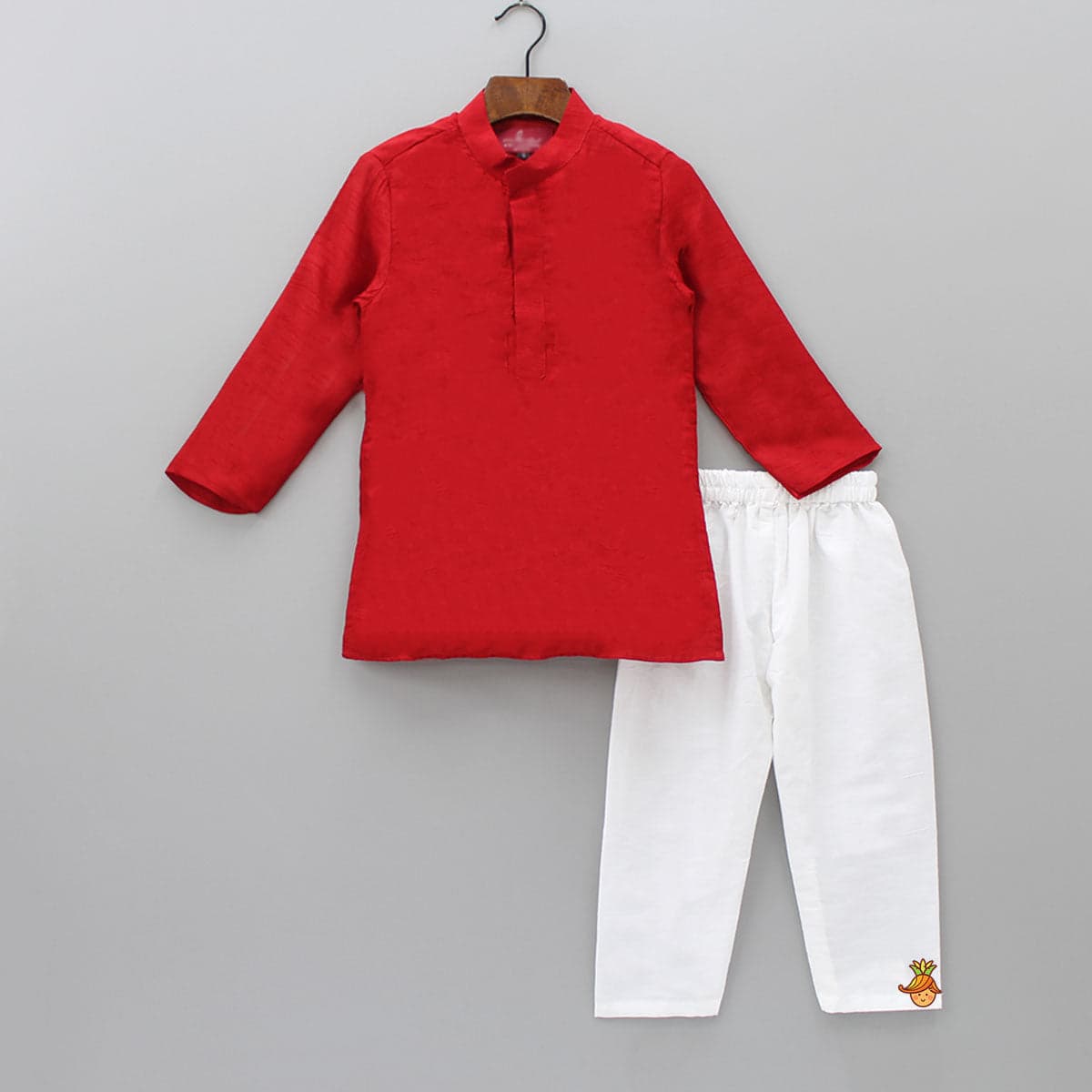 Pre Order: Red Kurta With Off White Floral And Sequins Embroidered Jacket And Pyjama view