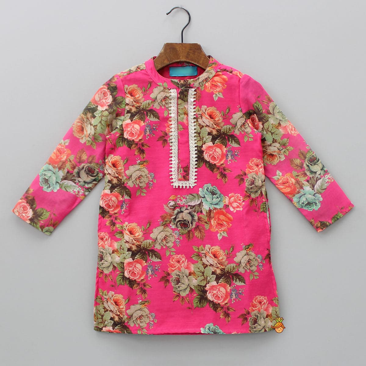 Multicolour Floral Printed Pink Kurta With Pyjama view