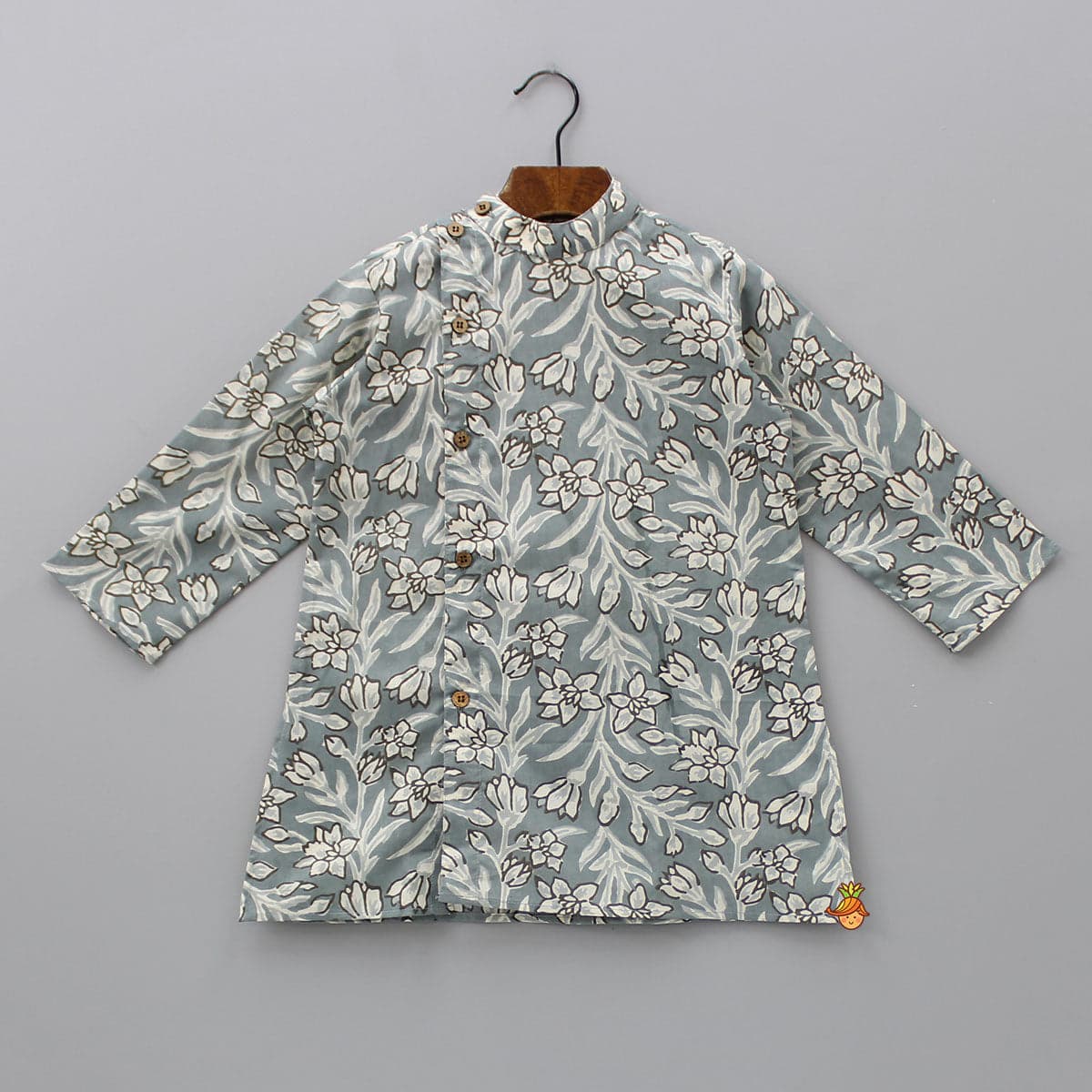 Floral Printed Grey Kurta With Printed Pyjama view