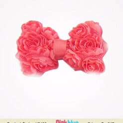 Elegant Peach Baby Girl Hair Bow with Pretty Flowers