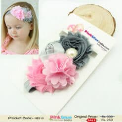 Pink and Grey Kids Hair Band for Infant Baby Girls