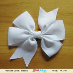 Divine White Partywear Kids Double Bow Hair Pin for Girls
