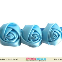 Elegant Sky Blue Head Band With Three Roses