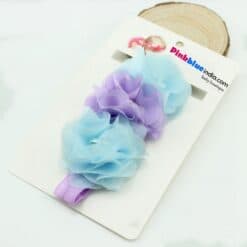 Lavender and Blue Floral Infant Headband with Diamond Embellishments