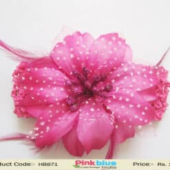 Hot Pink Flower Hair Accessory with Crochet Band for Princess Girl