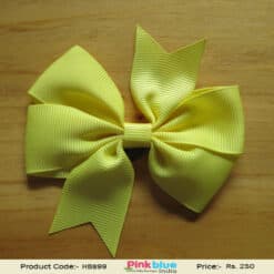 Pretty Lime Yellow Children Double Bow Headband for Parties