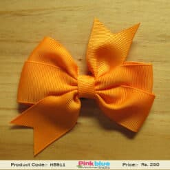 Designer Orange Bow Shaped Hair Band for Indian Children