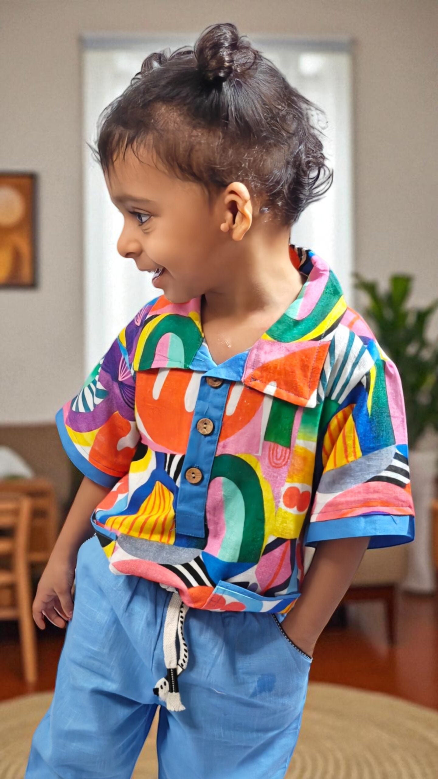 Funky Foliage Demi Collar Shirt - Image 1