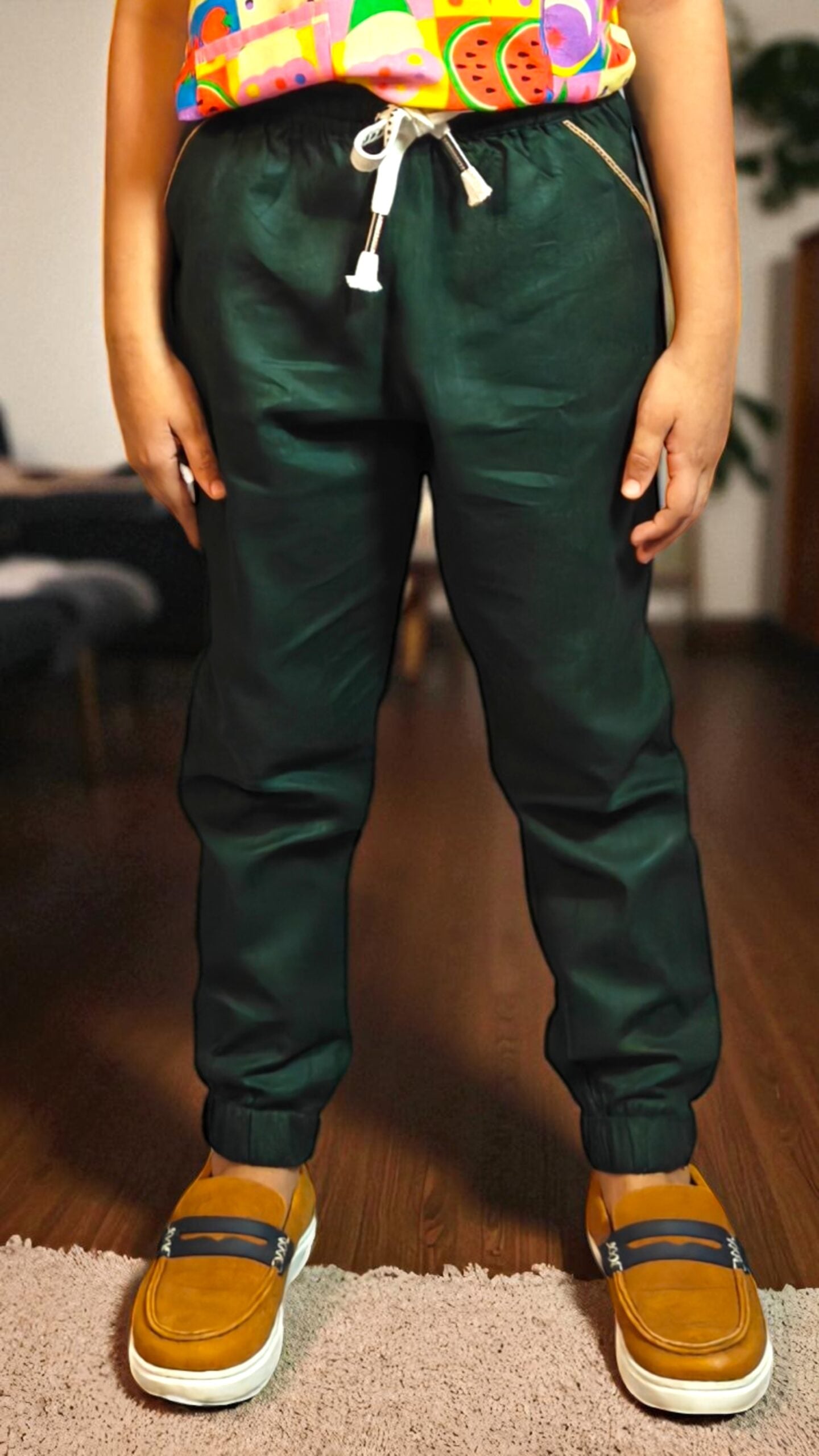 Moss Green Drawstring Joggers - Image 1