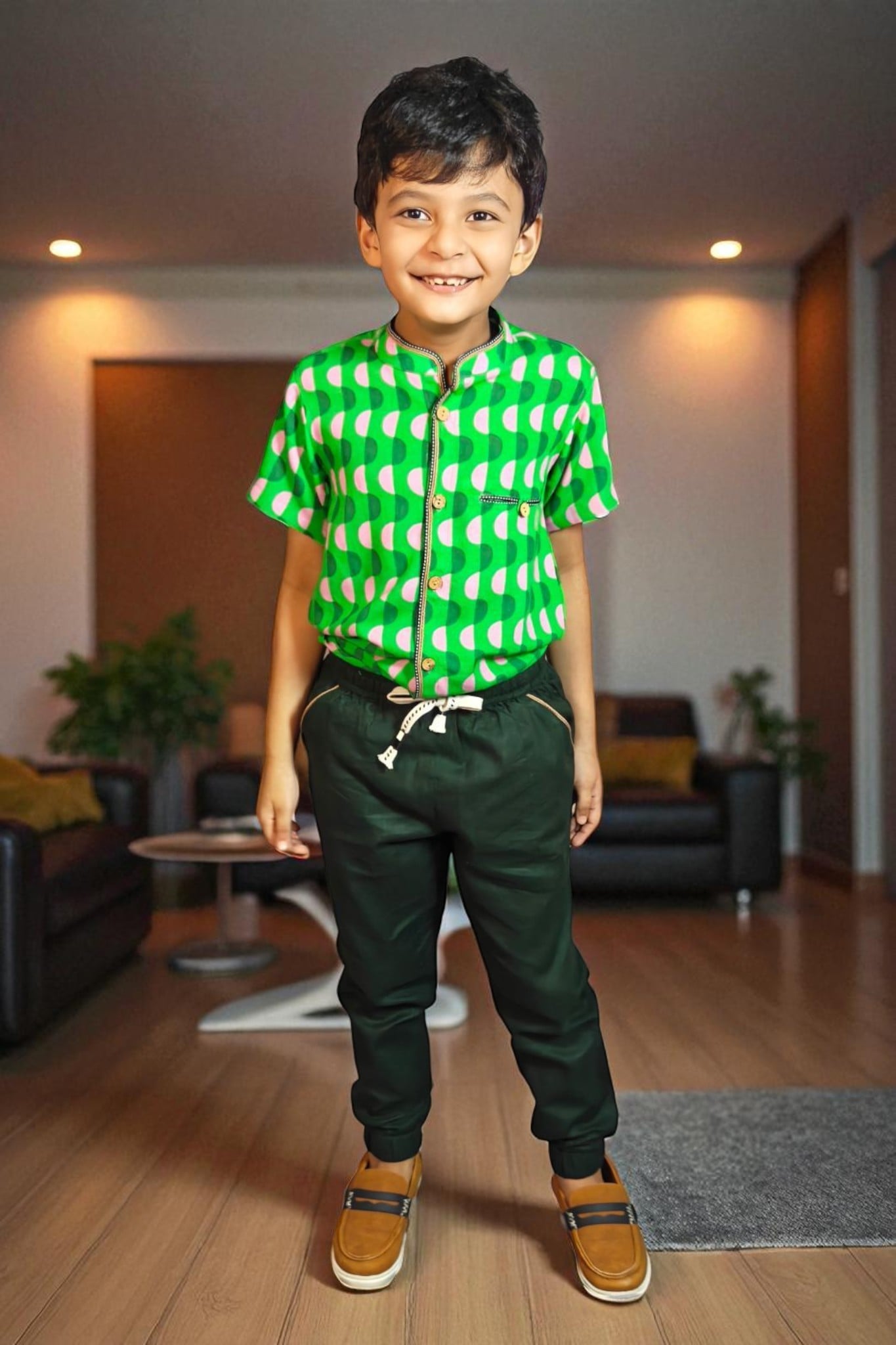 Moss Green Drawstring Joggers - Image 2