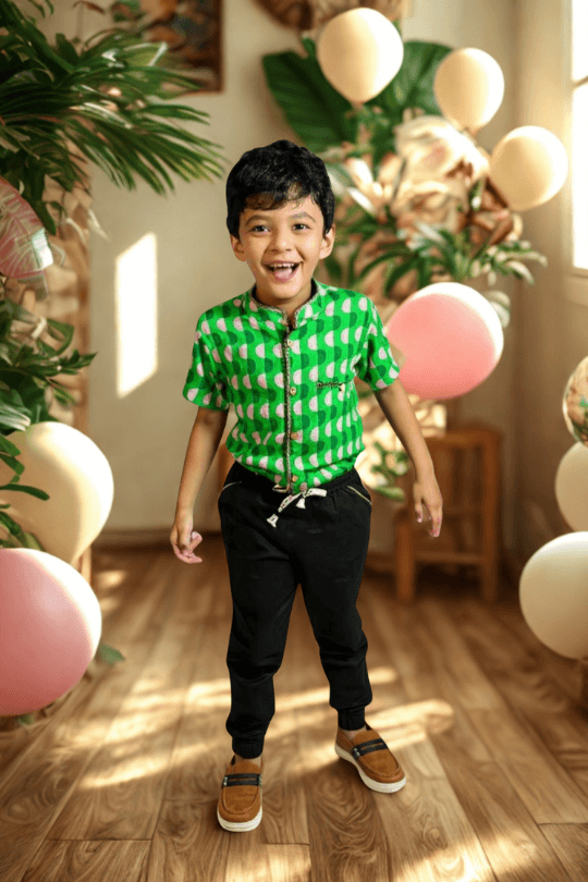 Green Bean Boogie Mandarin Collar Shirt - Image 2