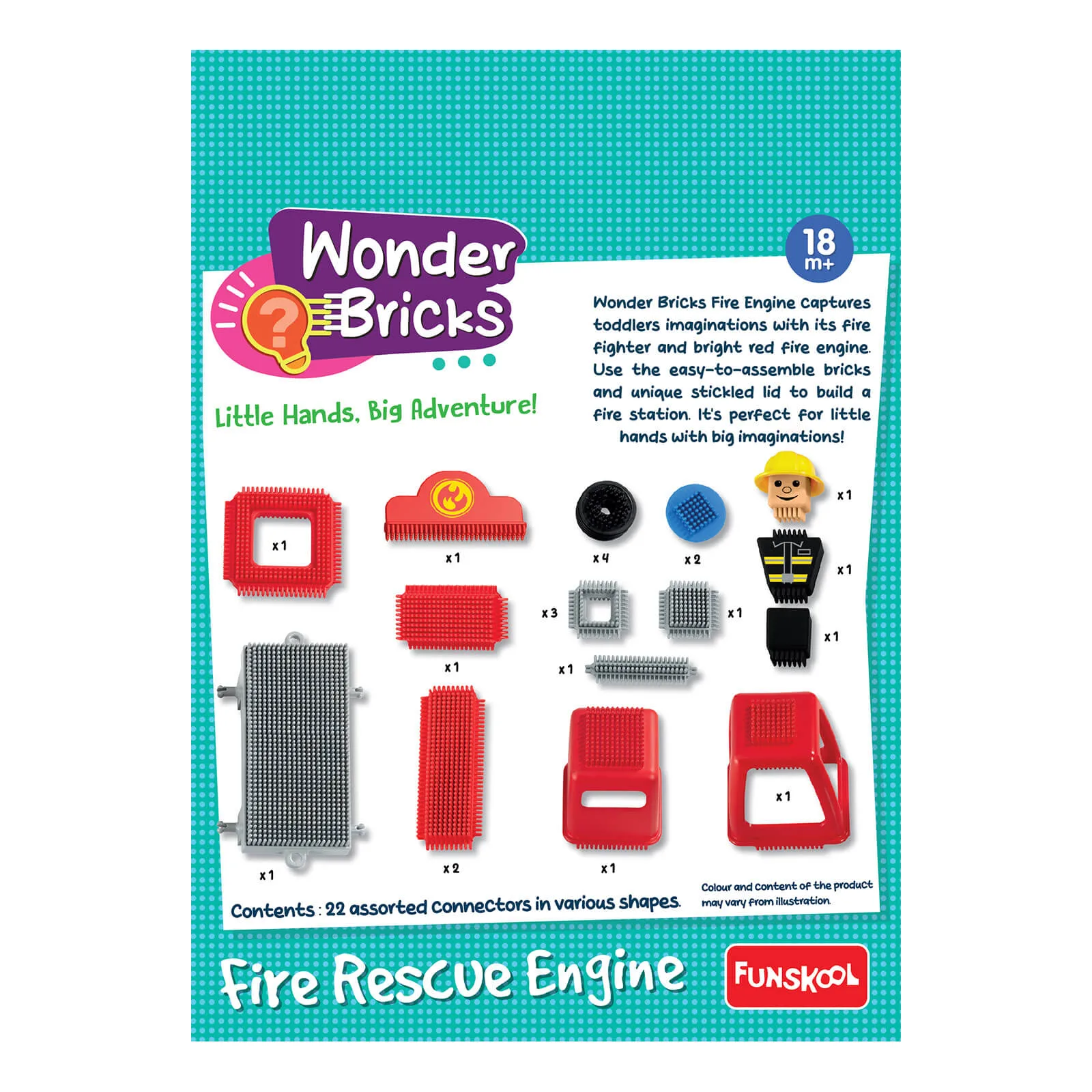 Funskool Wonder Bricks Fire Rescue Engine | 22-Piece Soft Construction Toy | 18+ Months - Image 3
