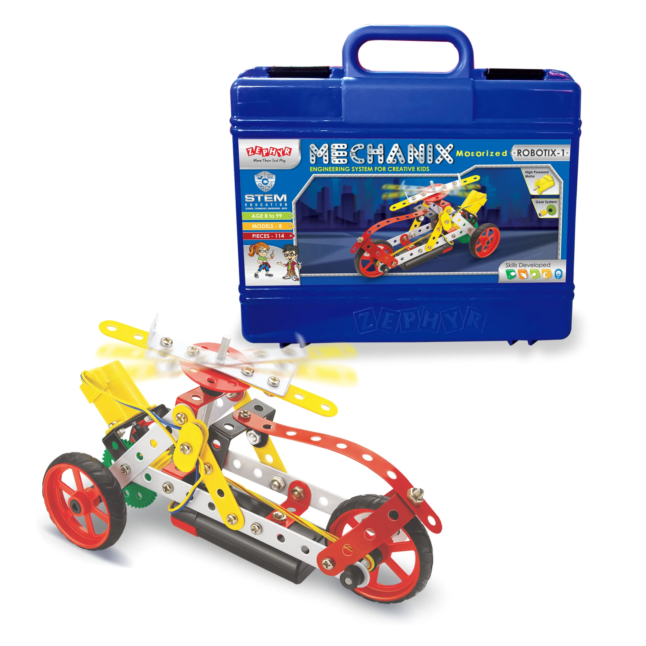 MECHANIX - ROBOTIX - 1 (Smart Bag) | 8+ Years | STEM DIY Building Kit | 114 Pieces | Build 8 Models - Image 1