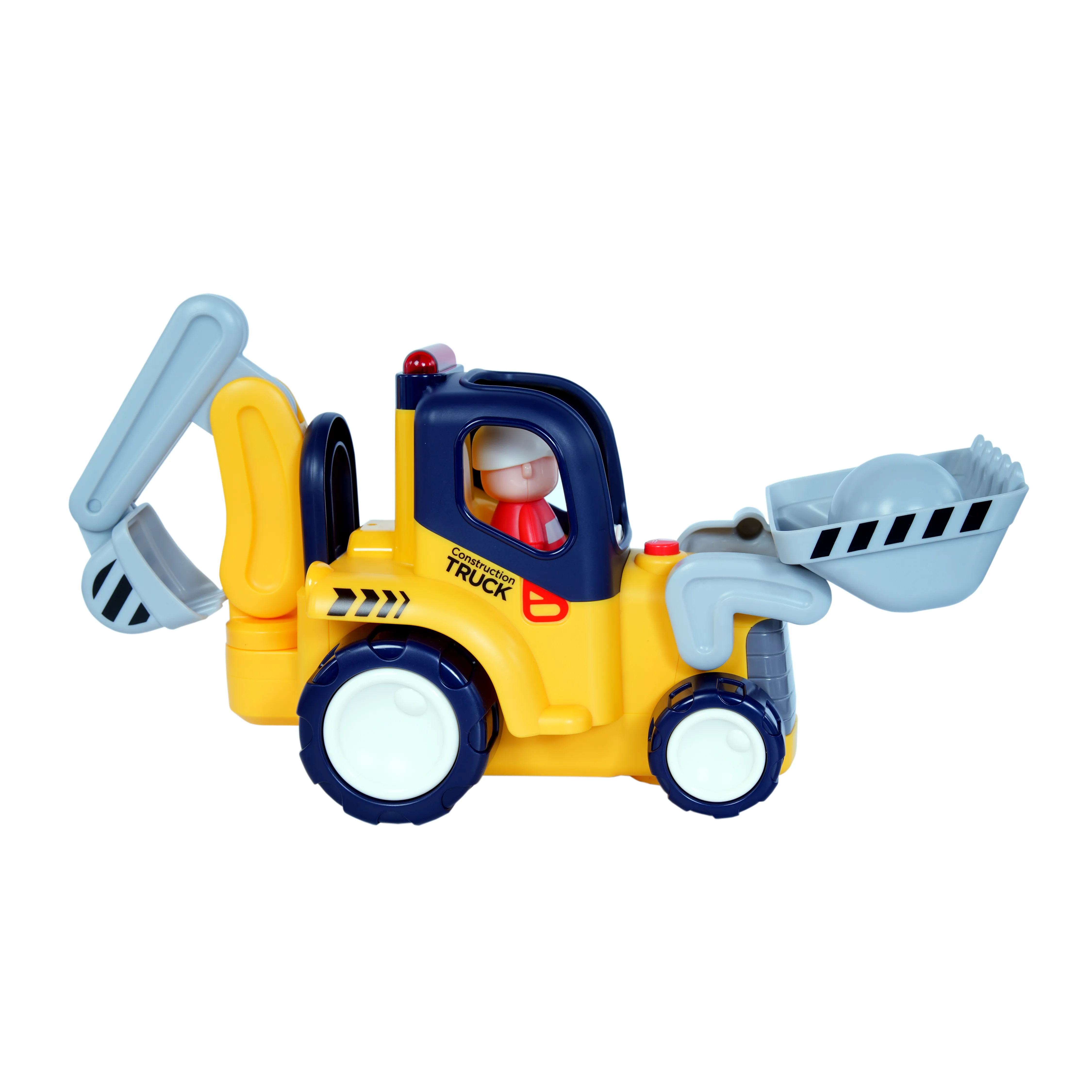 Kids Construction Bulldozer Toy Truck with Driver Figure & Moving Bucket - Image 4