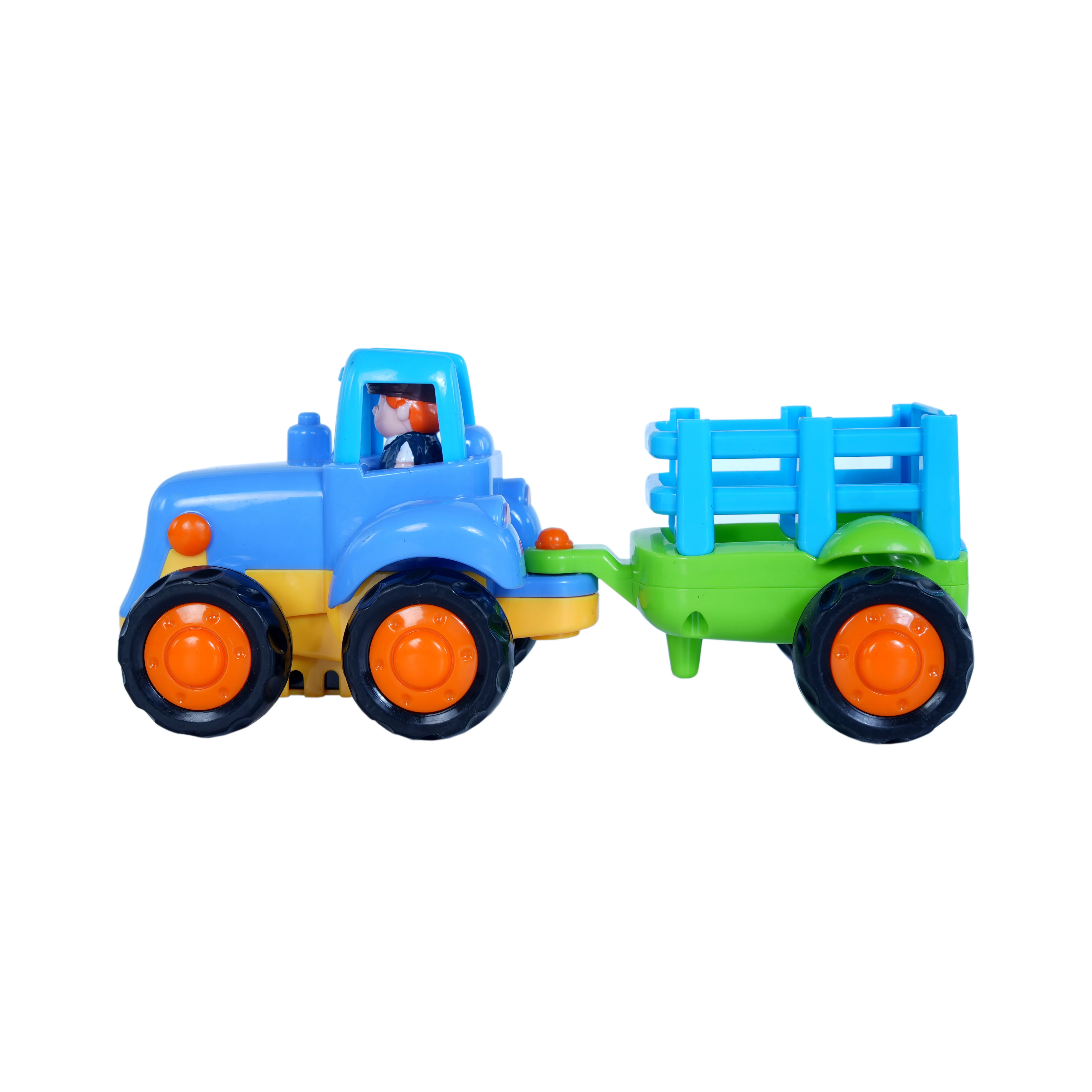 Kids Farm Tractor Toy with Trailer & Driver Figure � Push and Play Vehicle - Image 3