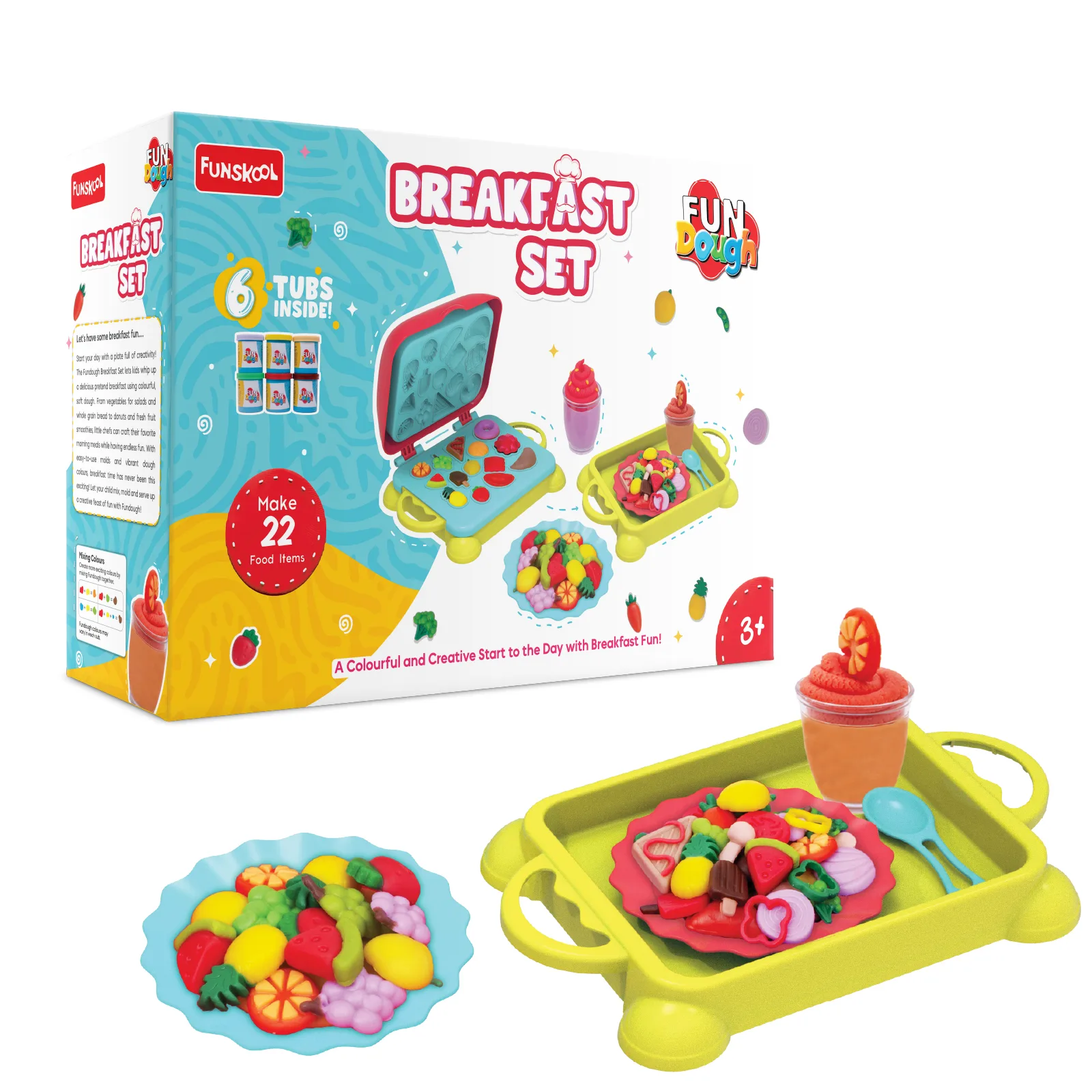 FunDough � Breakfast Set (Make 22 Food Items | 6 Dough Tubs | Breakfast Play Kit) - Image 2