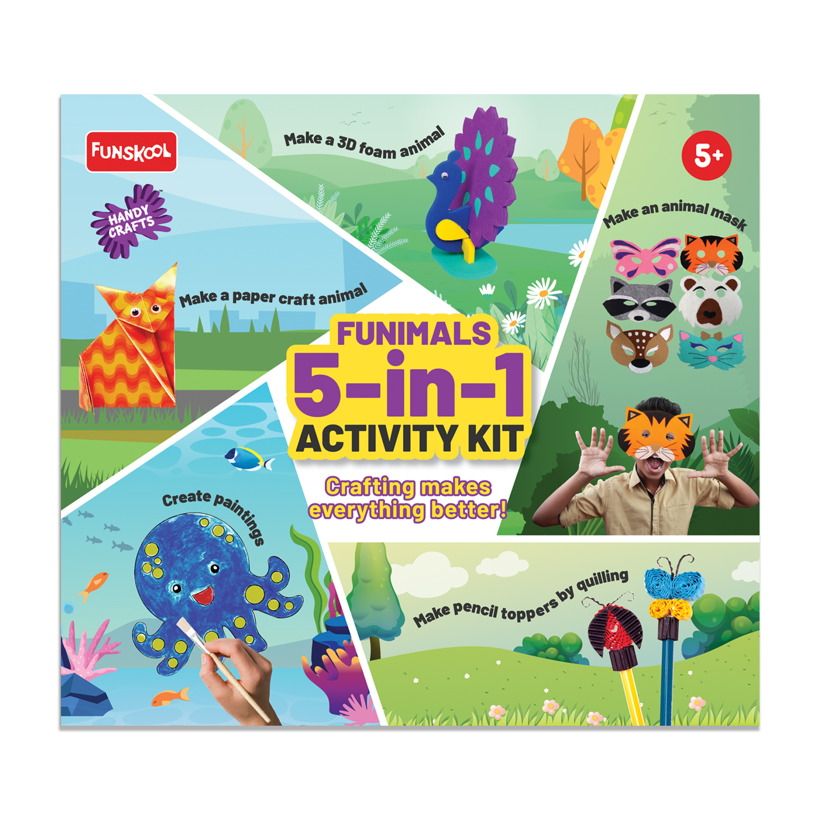 Funskool Handycrafts � Funimals 5-in-1 Activity Kit (Make 3D Foam Animals, Masks, Paintings & More) - Image 1