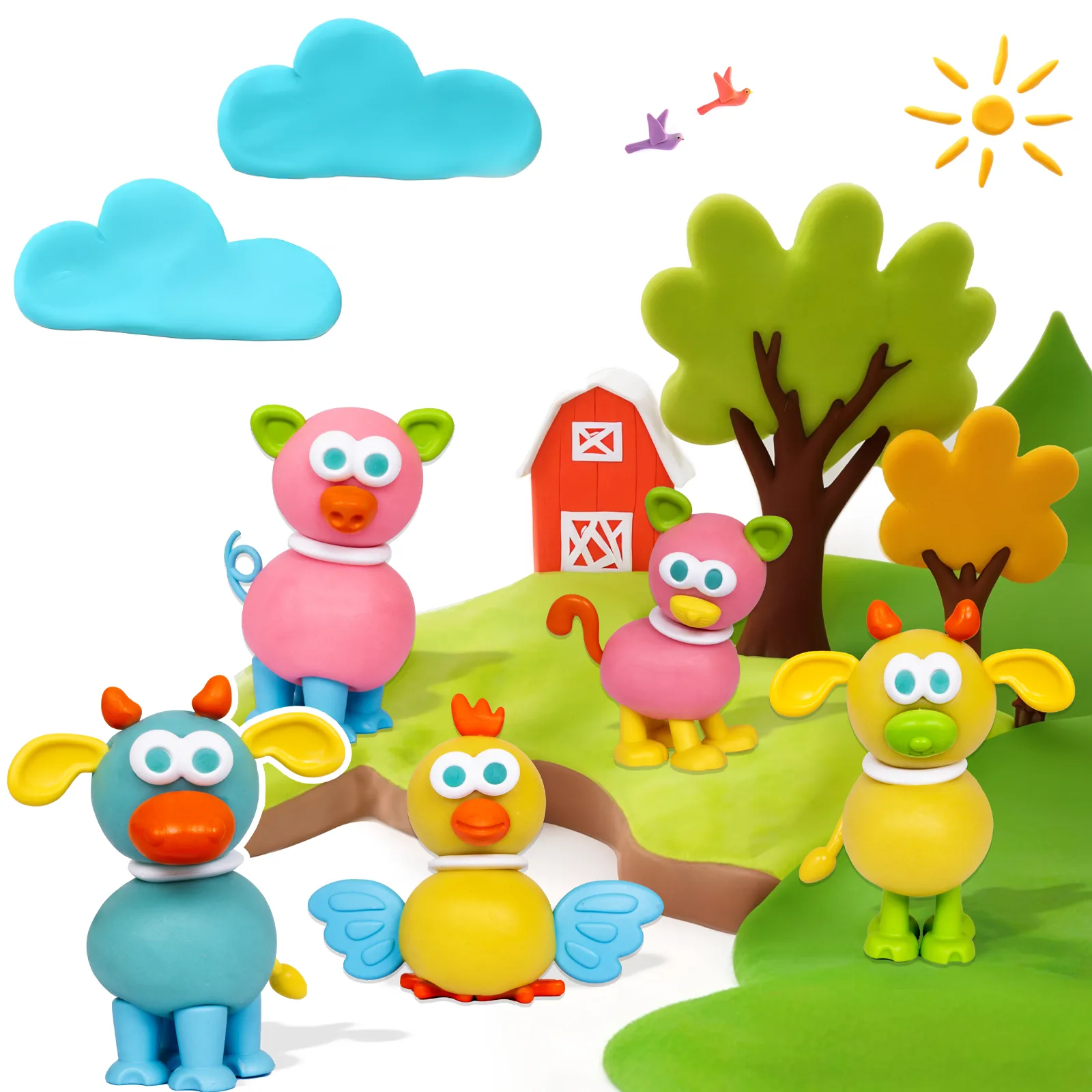 FunDough Farm Friends Animal Creation Kit | 7 Farm Animals, 4 Dough Tubs | Creative DIY Toy for Kids 3+ - Image 2