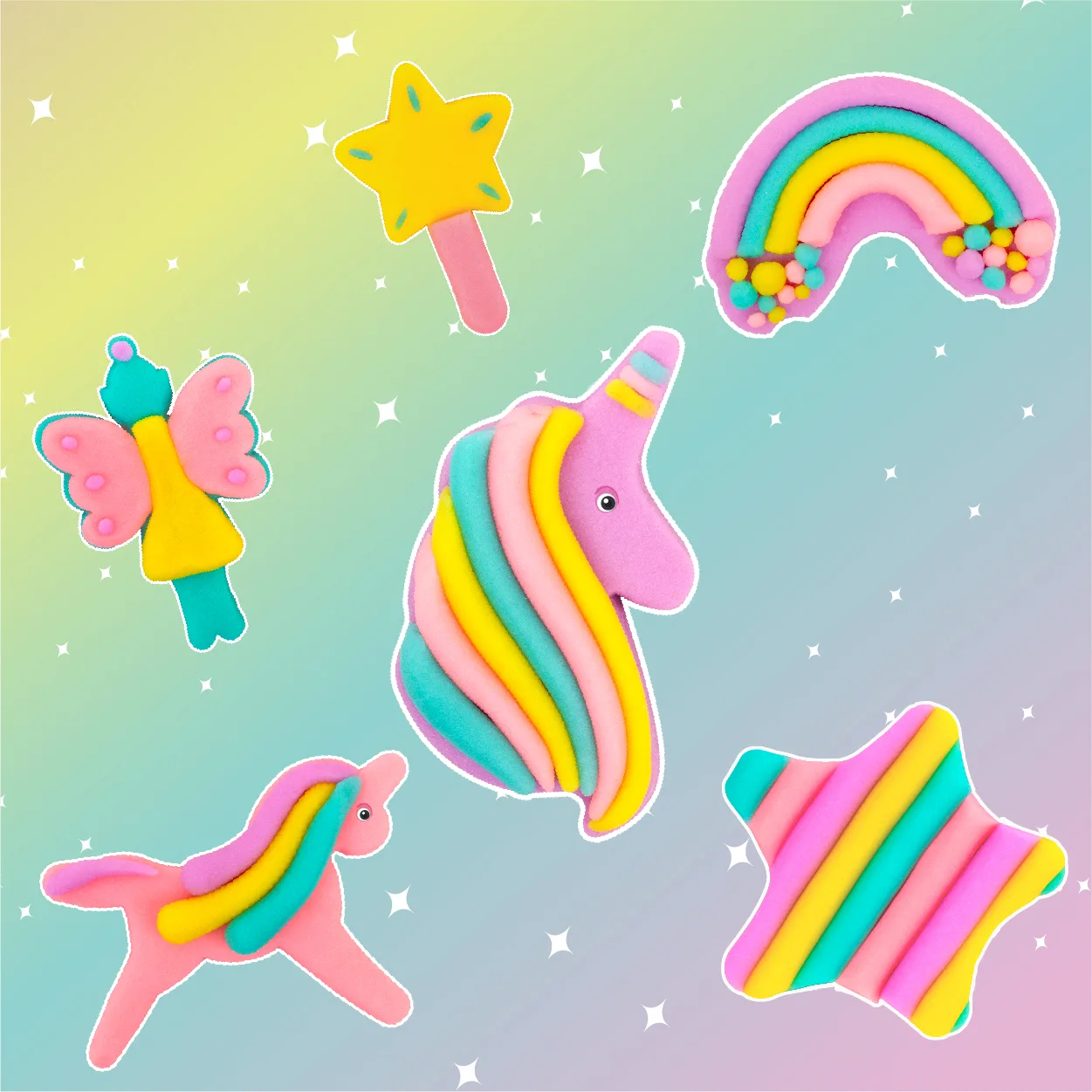 FunDough Fairy World Playset � 4 Tubs Dough Kit | Unicorn, Fairy & Rainbow Shape Cutters | Ages 3+ - Image 3