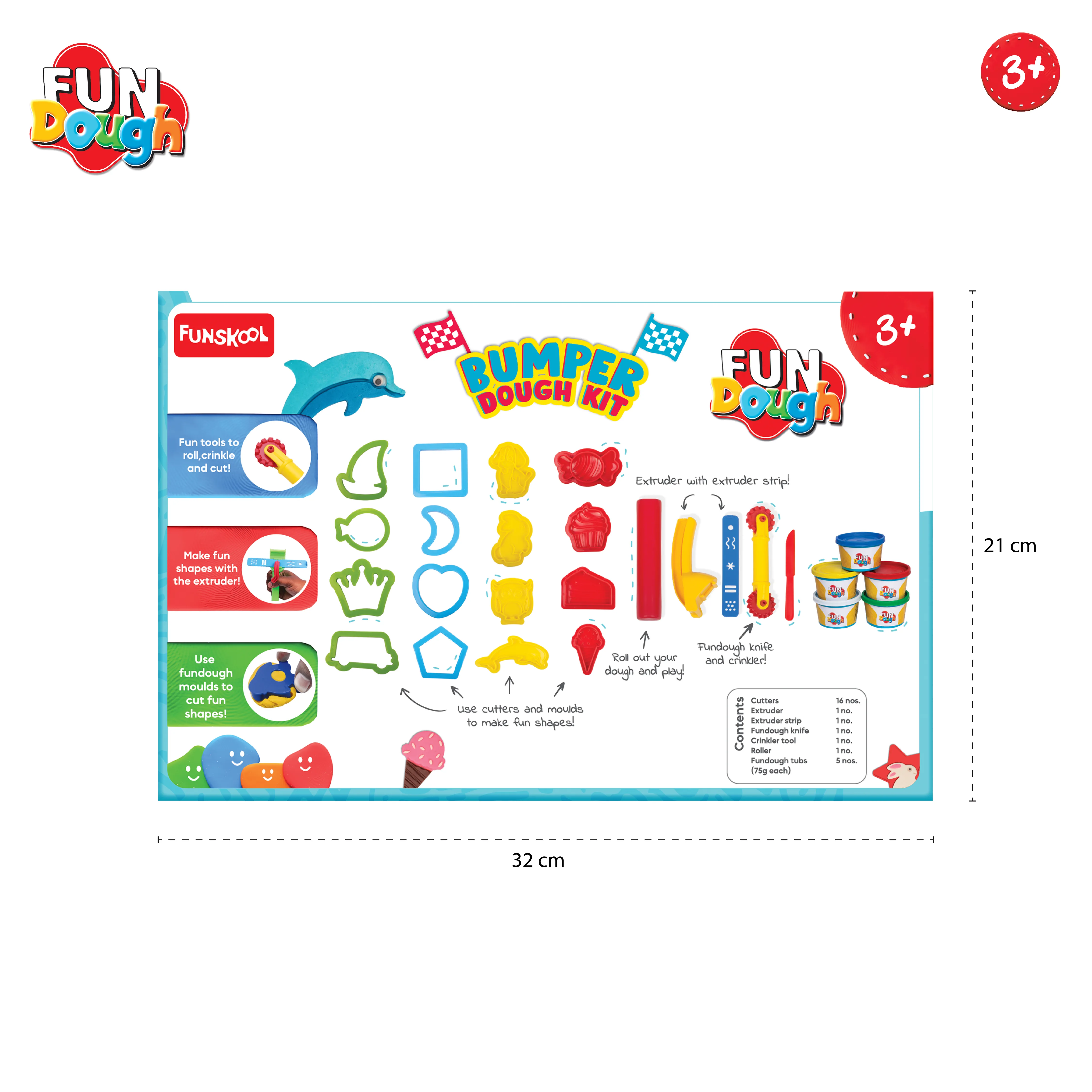 FunDough � Bumper Dough Kit (5 Tubs + 16 Cutters + Tools | Creative Dough Playset for Kids) - Image 3