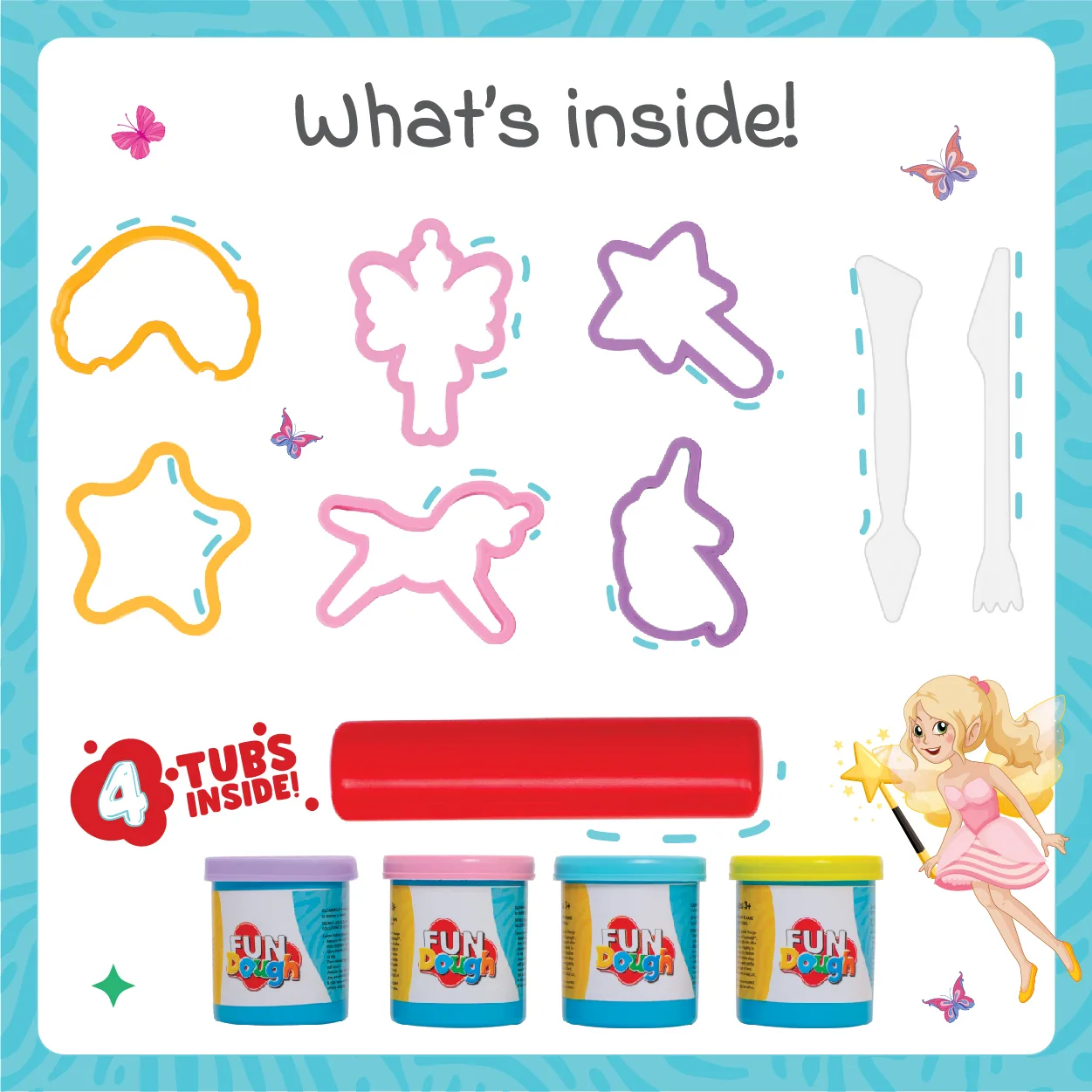 FunDough Fairy World Playset � 4 Tubs Dough Kit | Unicorn, Fairy & Rainbow Shape Cutters | Ages 3+ - Image 5