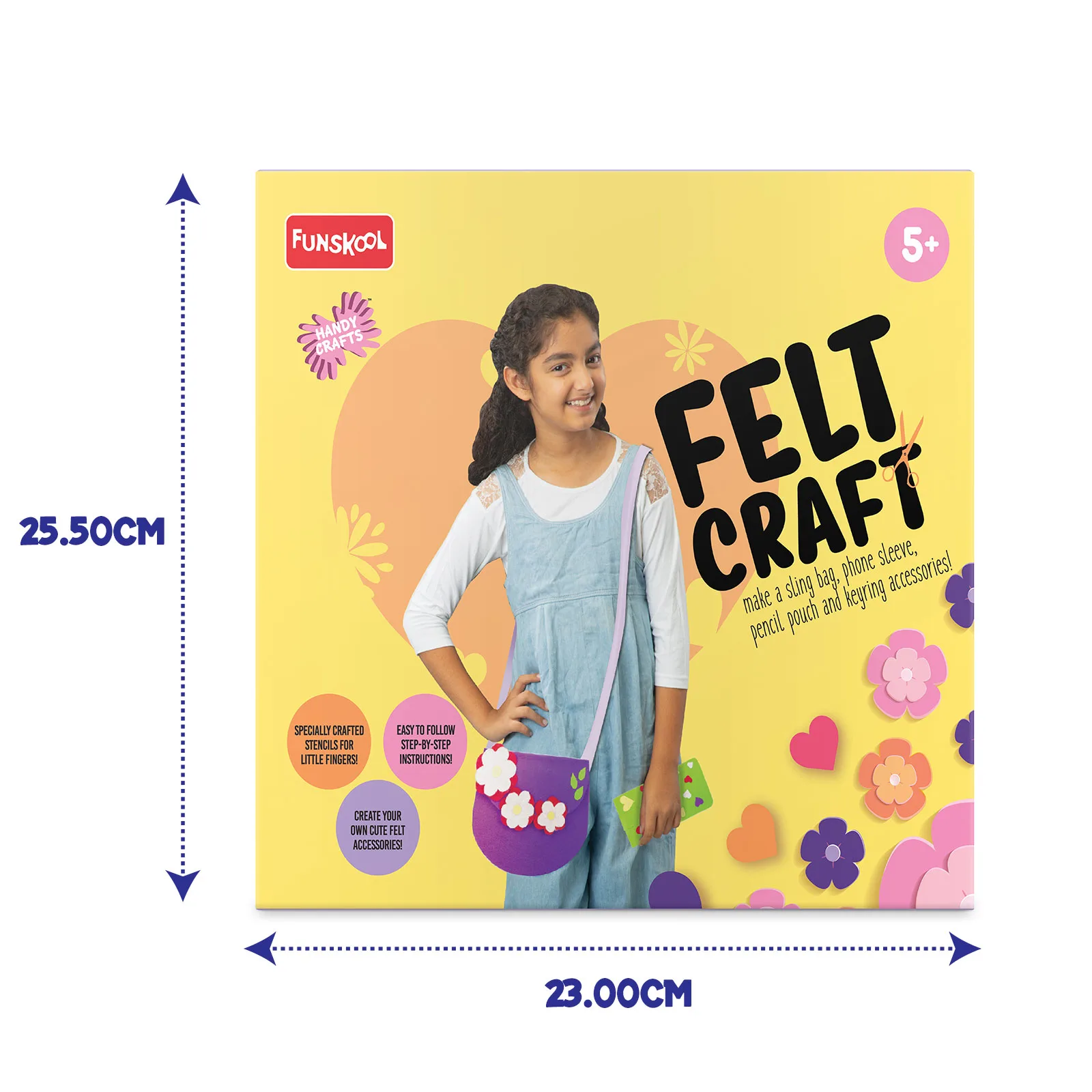 Funskool Handycrafts � Felt Craft (Make 5 Colourful Felt Accessories: Sling Bag, Phone Sleeve, Pencil Pouch & Keyrings) - Image 5