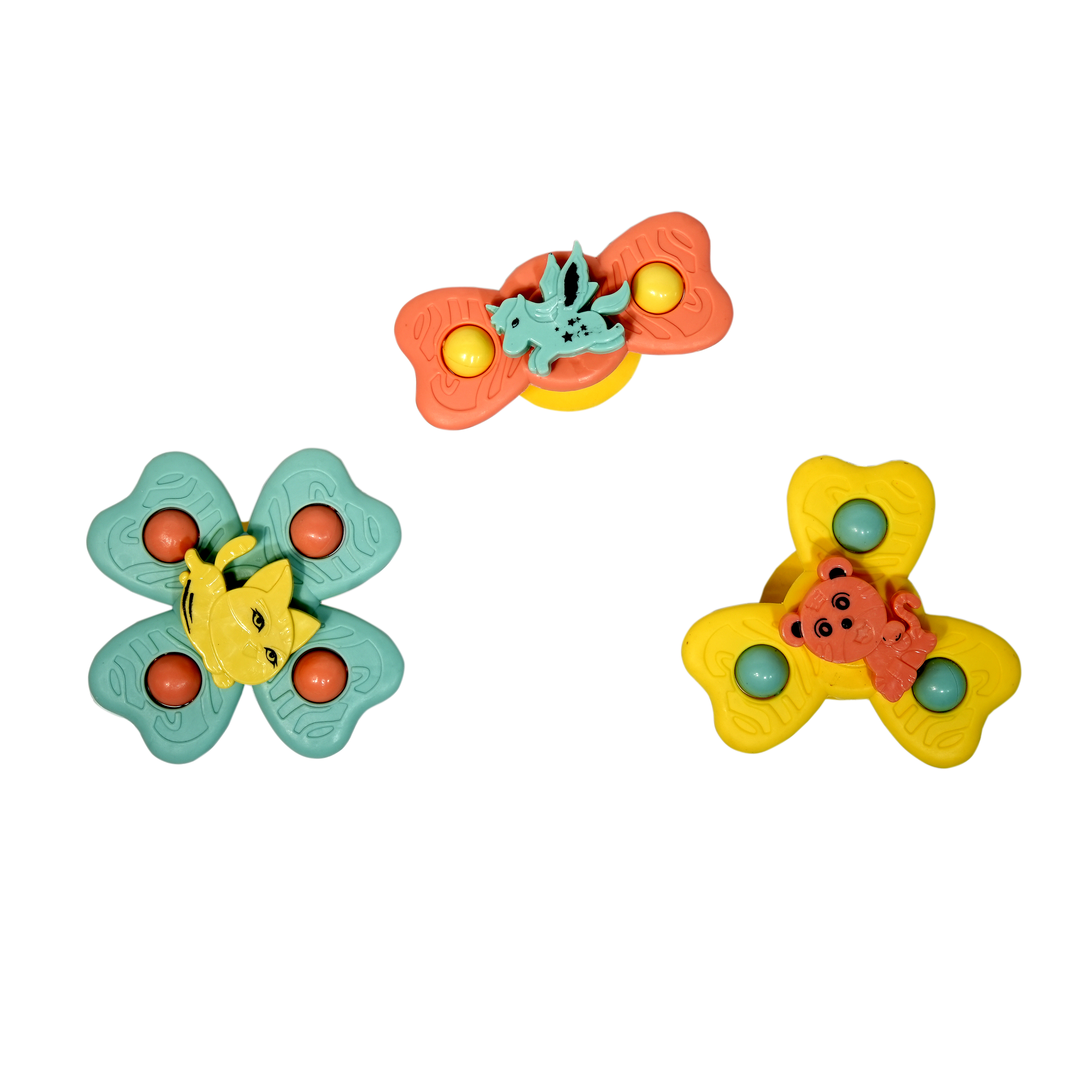 Animal Suction Spinner Toy Set (3 Pcs) for Babies & Toddlers | Sensory Fidget Spinners | Lazy Turtel - Image 1