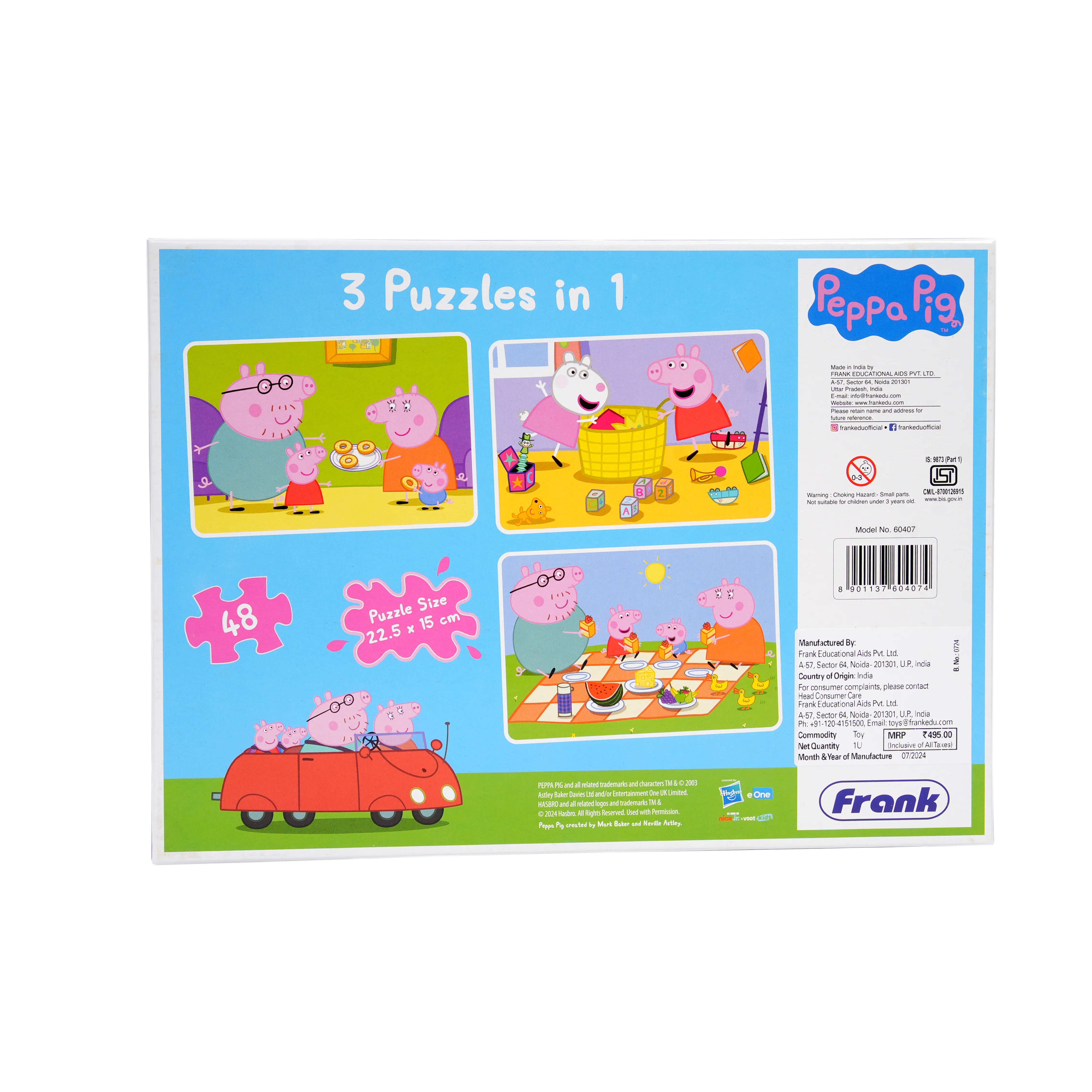 Peppa Pig 3 Puzzles in 1 � 48 Pieces Jigsaw Puzzle Set for Kids - Image 1