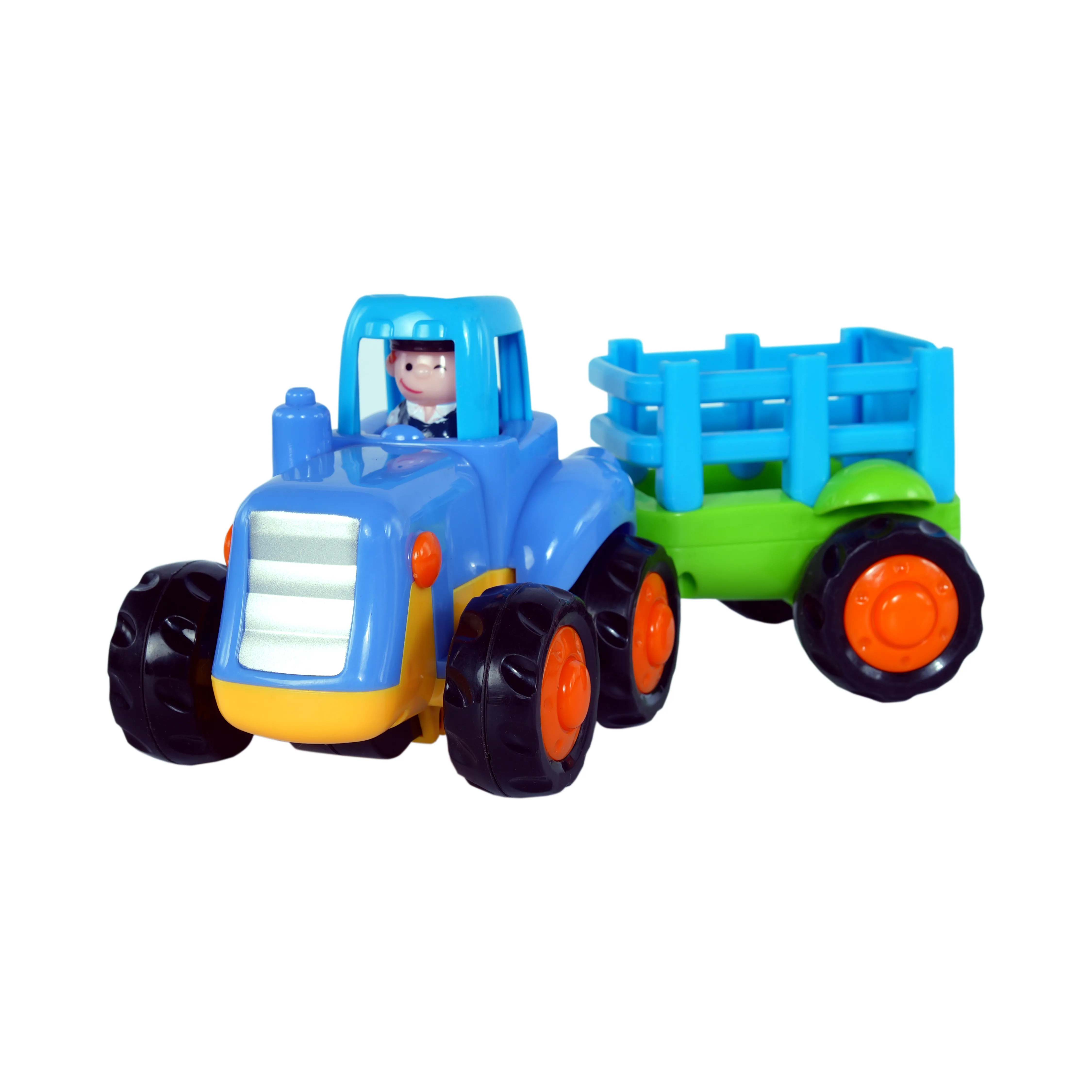 Kids Farm Tractor Toy with Trailer & Driver Figure � Push and Play Vehicle - Image 2
