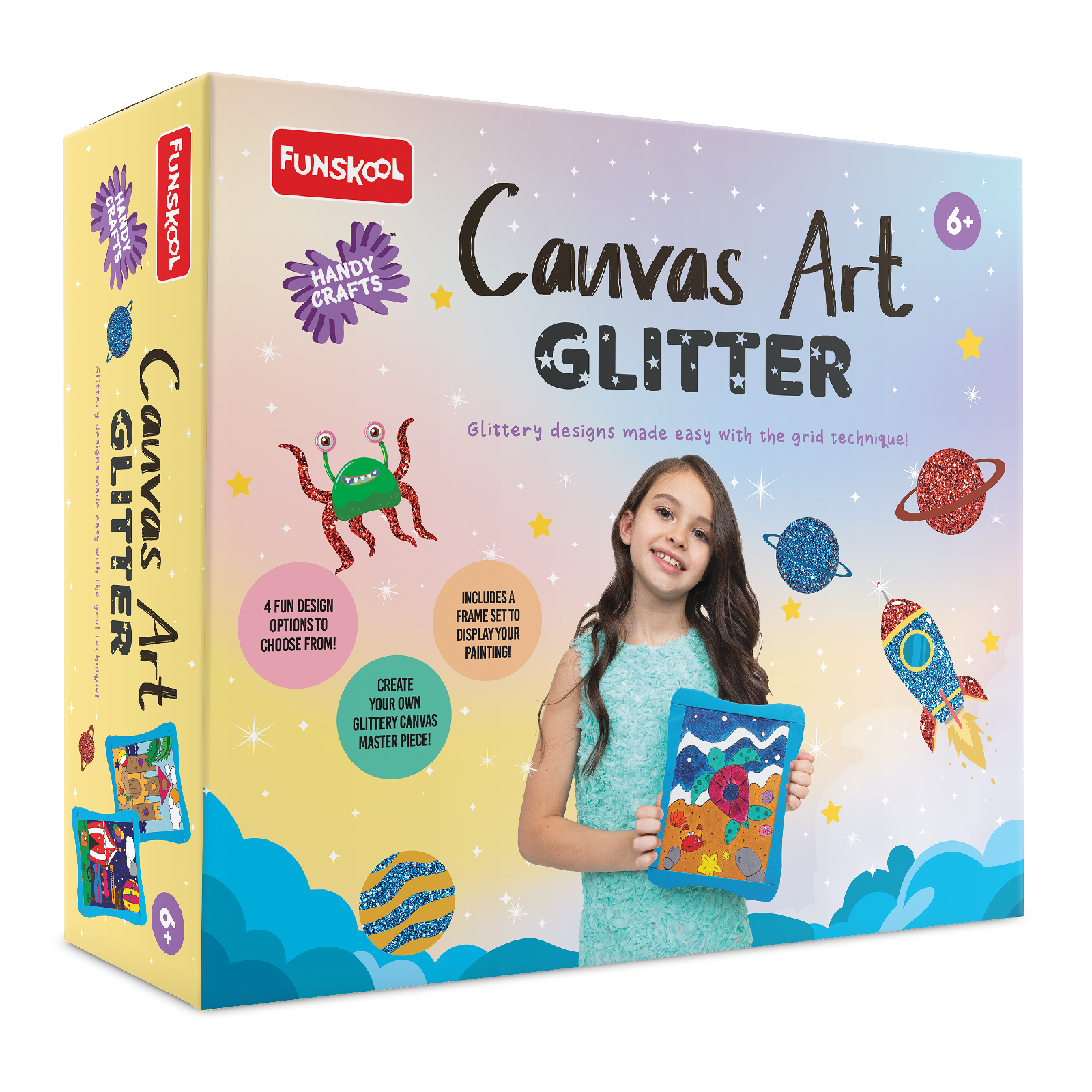 Funskool Handycrafts � Canvas Art Glitter (Glittery Designs Made Easy with the Grid Technique) - Image 1