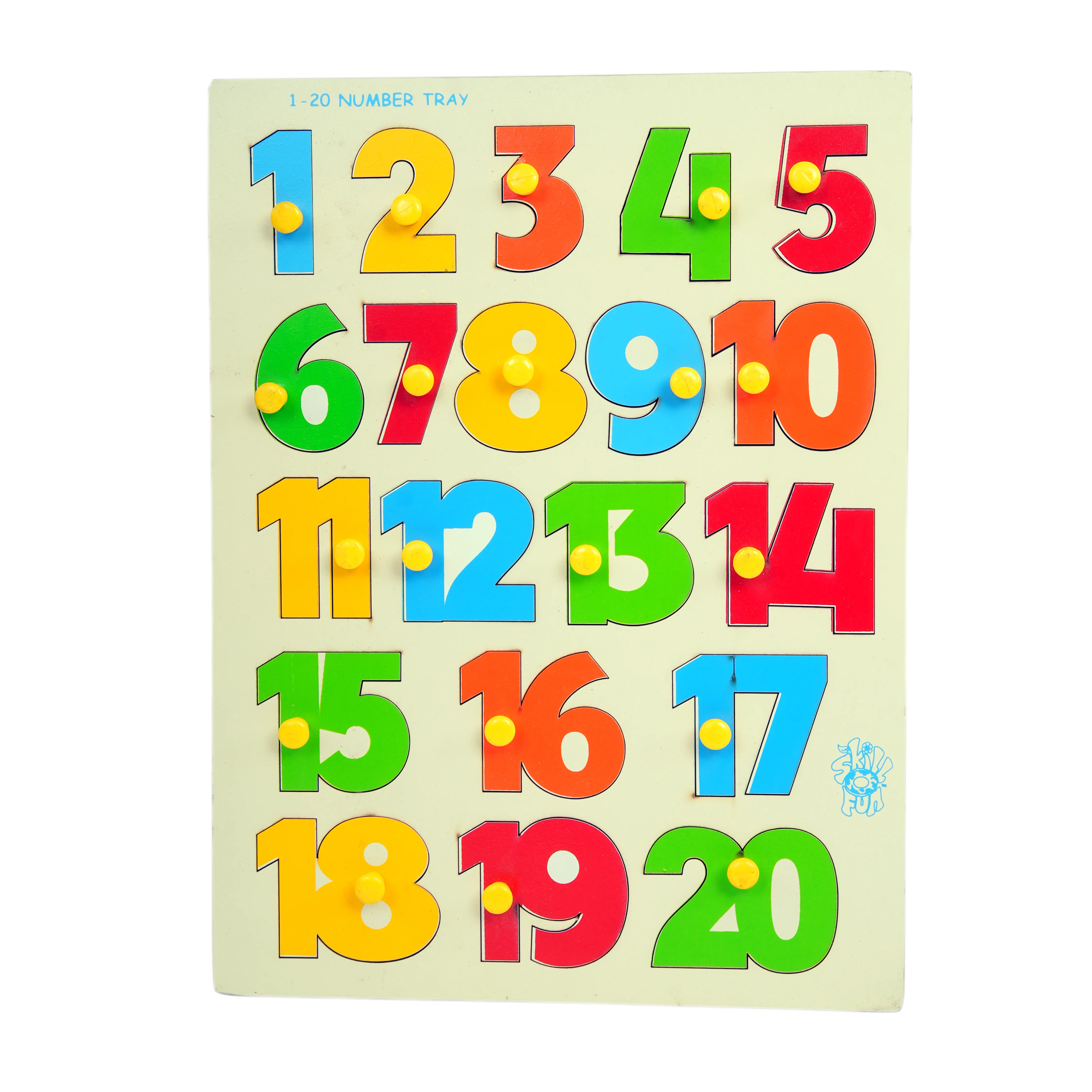 Kids Logic 1�20 Number Tray Wooden Knob Puzzle Board � Number Learning Toy - Image 1