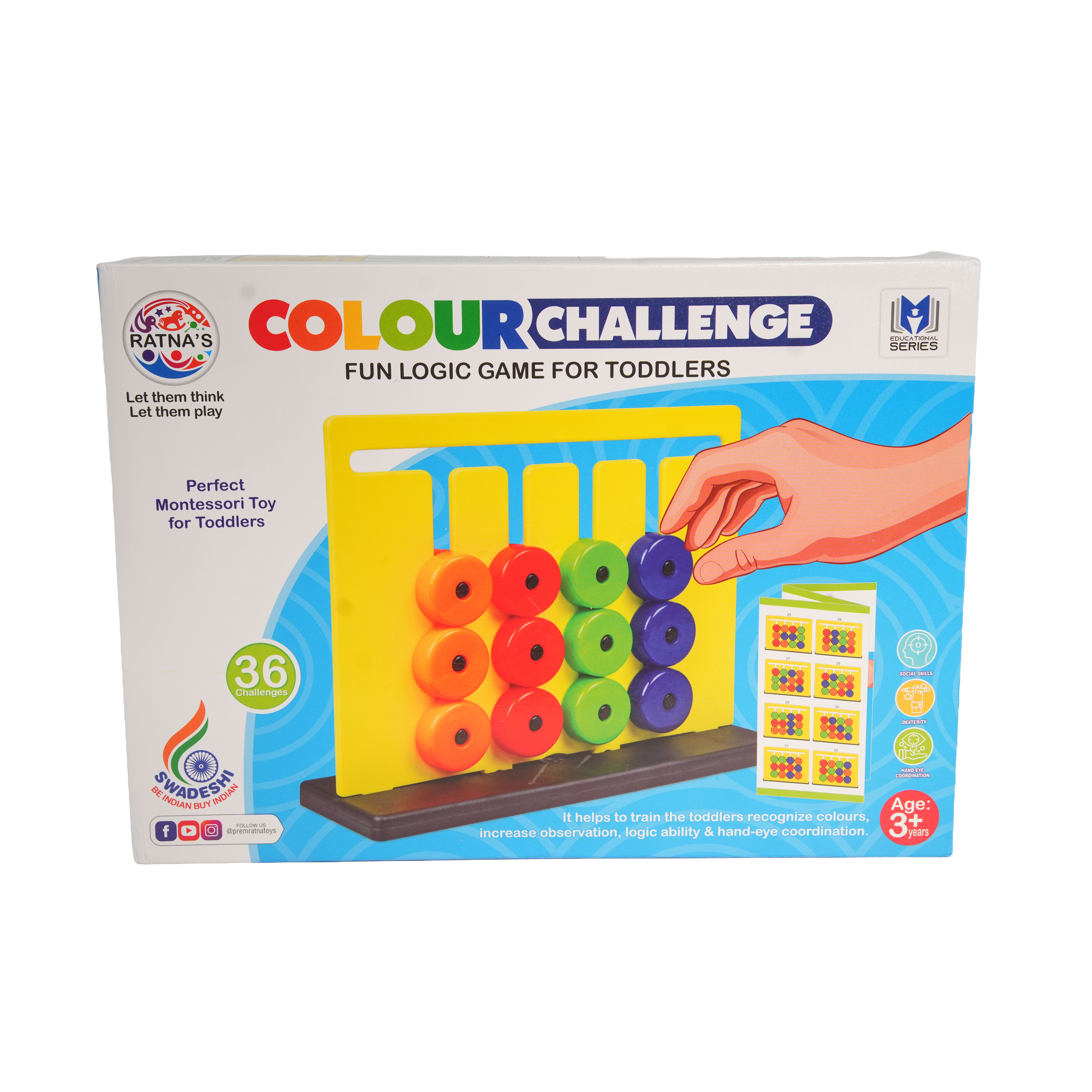 Colour Challenge Logic Game for Toddlers | Montessori Colour Sorting Toy (36 Challenges) - Image 1