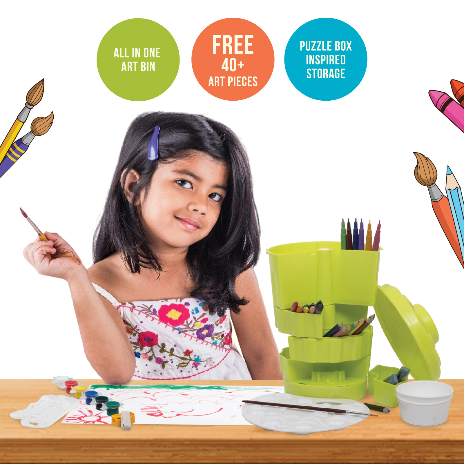 Handycrafts � Art Studio Bin (40+ Art Pieces, All-in-One Art Organizer for Kids) - Image 3