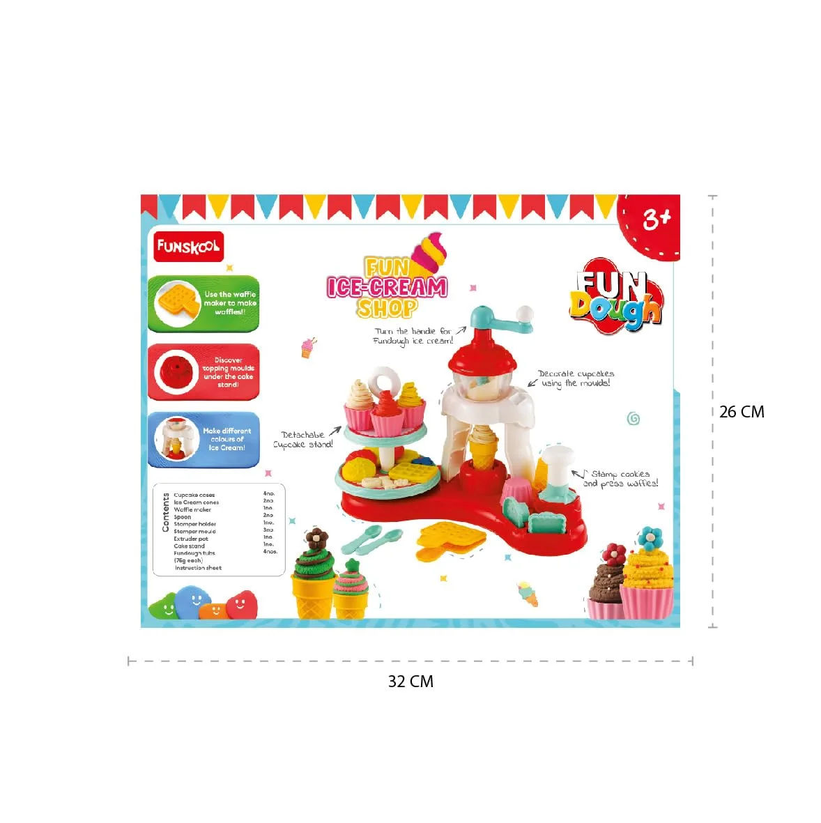 FunDough Fun Ice-Cream Shop � Creative Ice-Cream Playset for Kids | 4 Tubs Included | Ages 3+ - Image 3