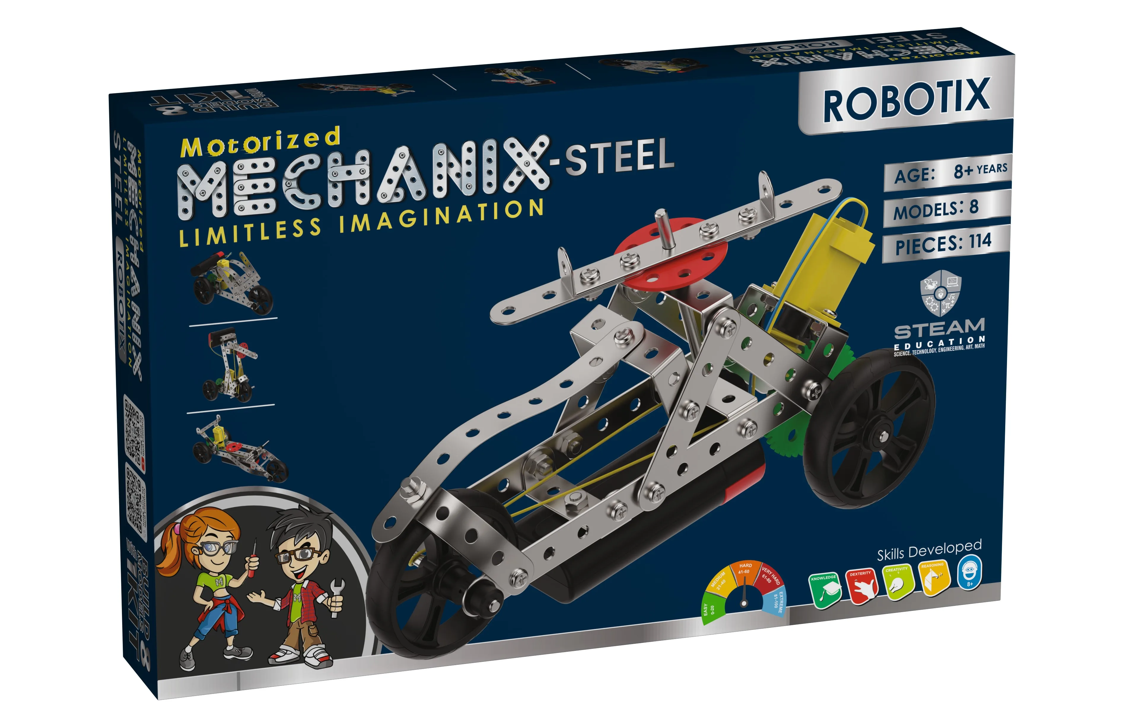 MECHANIX - STEEL - ROBOTIX | &+ Years | STEM DIY Building Kit | 114 Pieces | Build 8 Models - Image 1