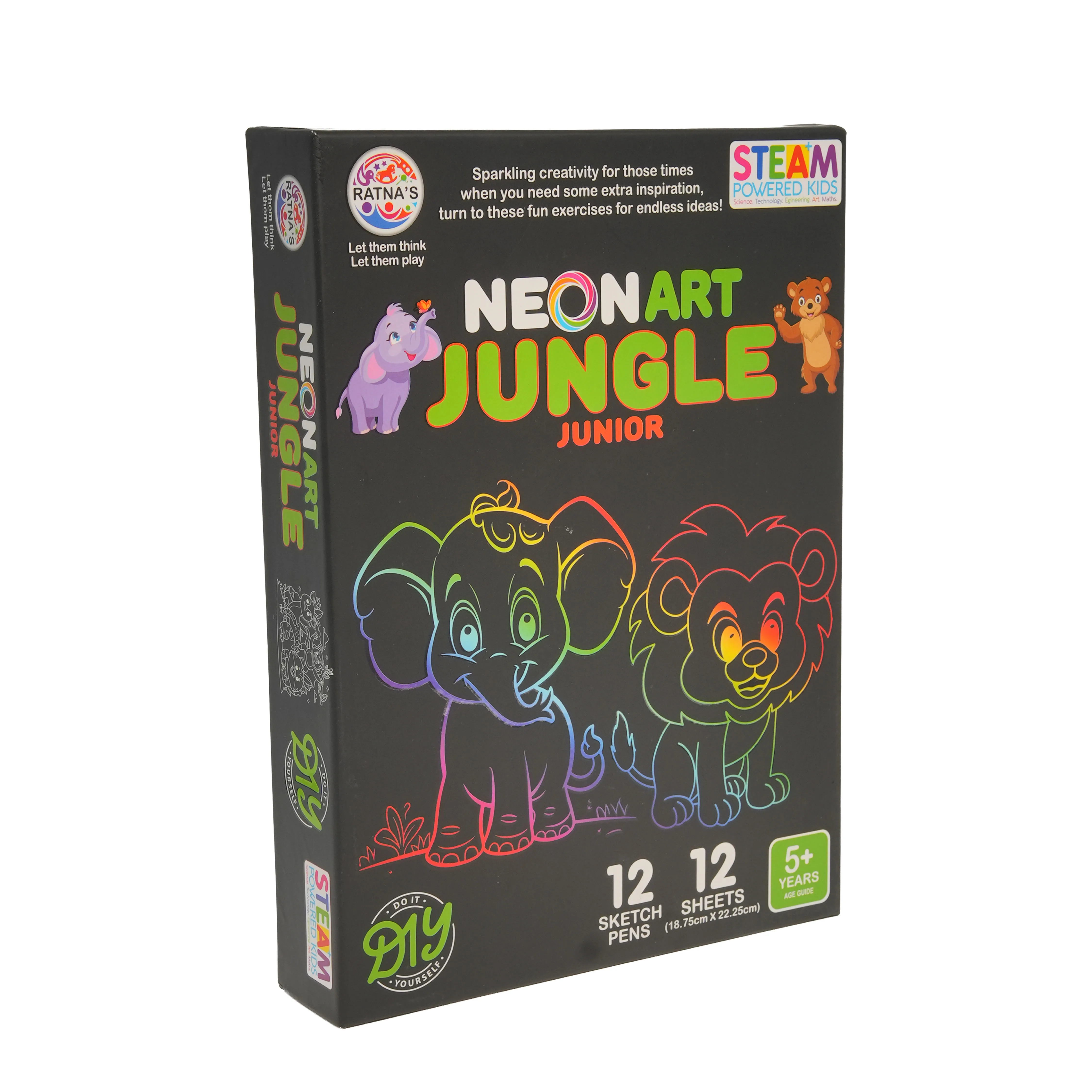 Neon Art Jungle Junior DIY Scratch Art Kit for Kids � STEAM Creative Drawing Set - Image 2