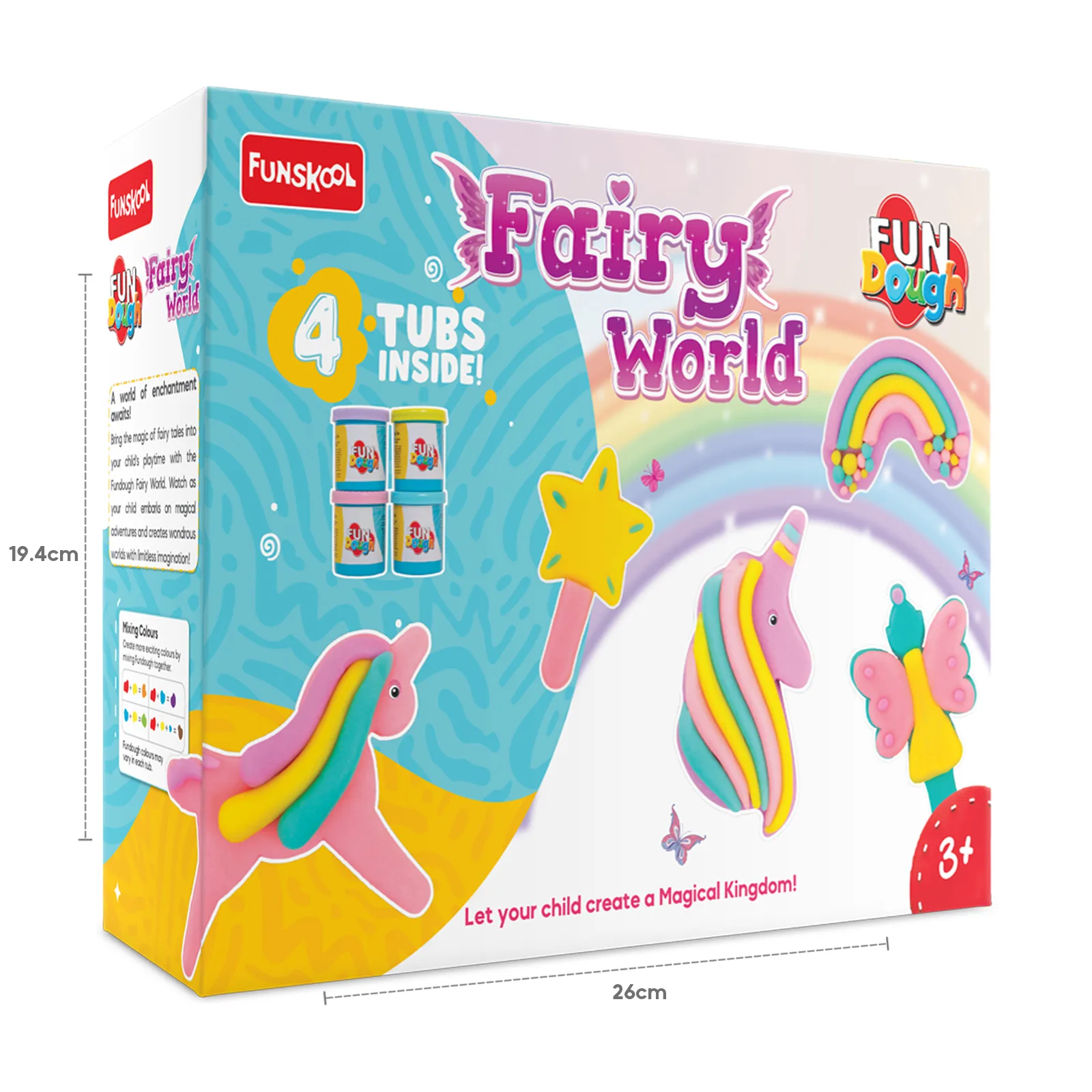 FunDough Fairy World Playset � 4 Tubs Dough Kit | Unicorn, Fairy & Rainbow Shape Cutters | Ages 3+ - Image 1
