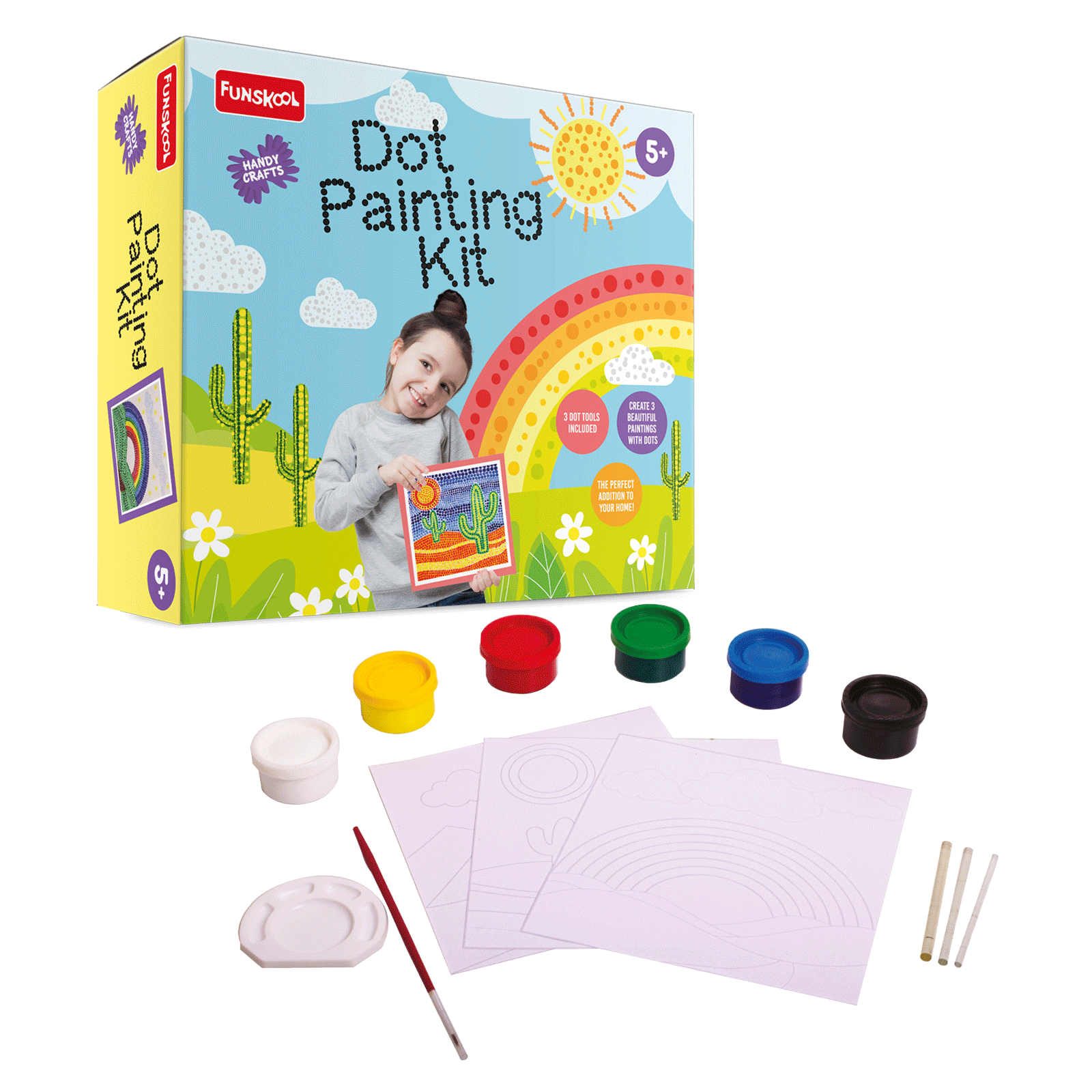 Funskool Handycrafts � Dot Painting Kit (Create 3 Beautiful Paintings with Dots) - Image 4