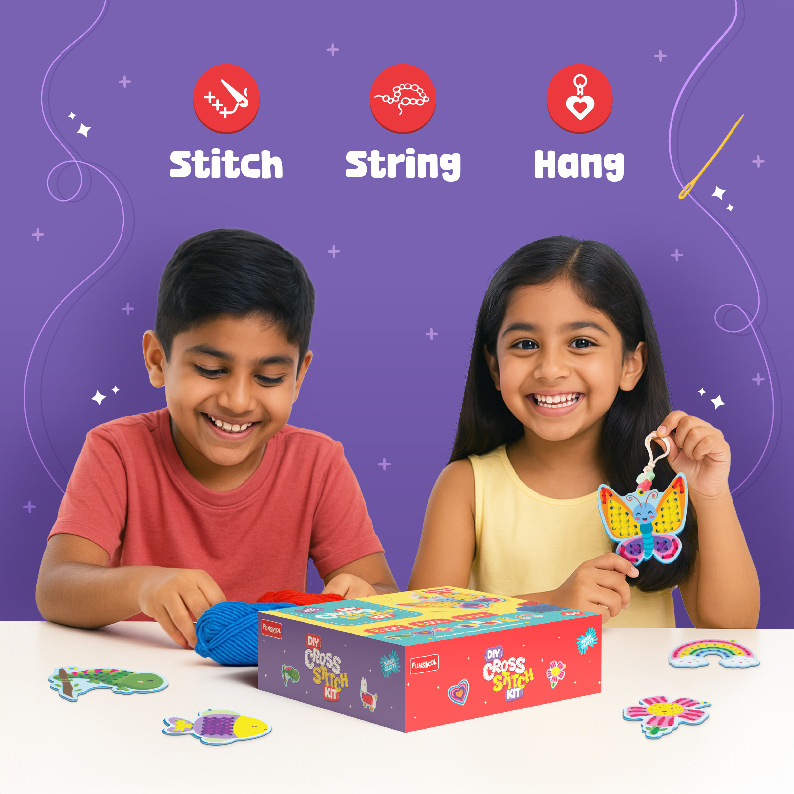 Funskool Handycrafts � DIY Cross Stitch Kit (Stitch, String & Hang) - Image 5