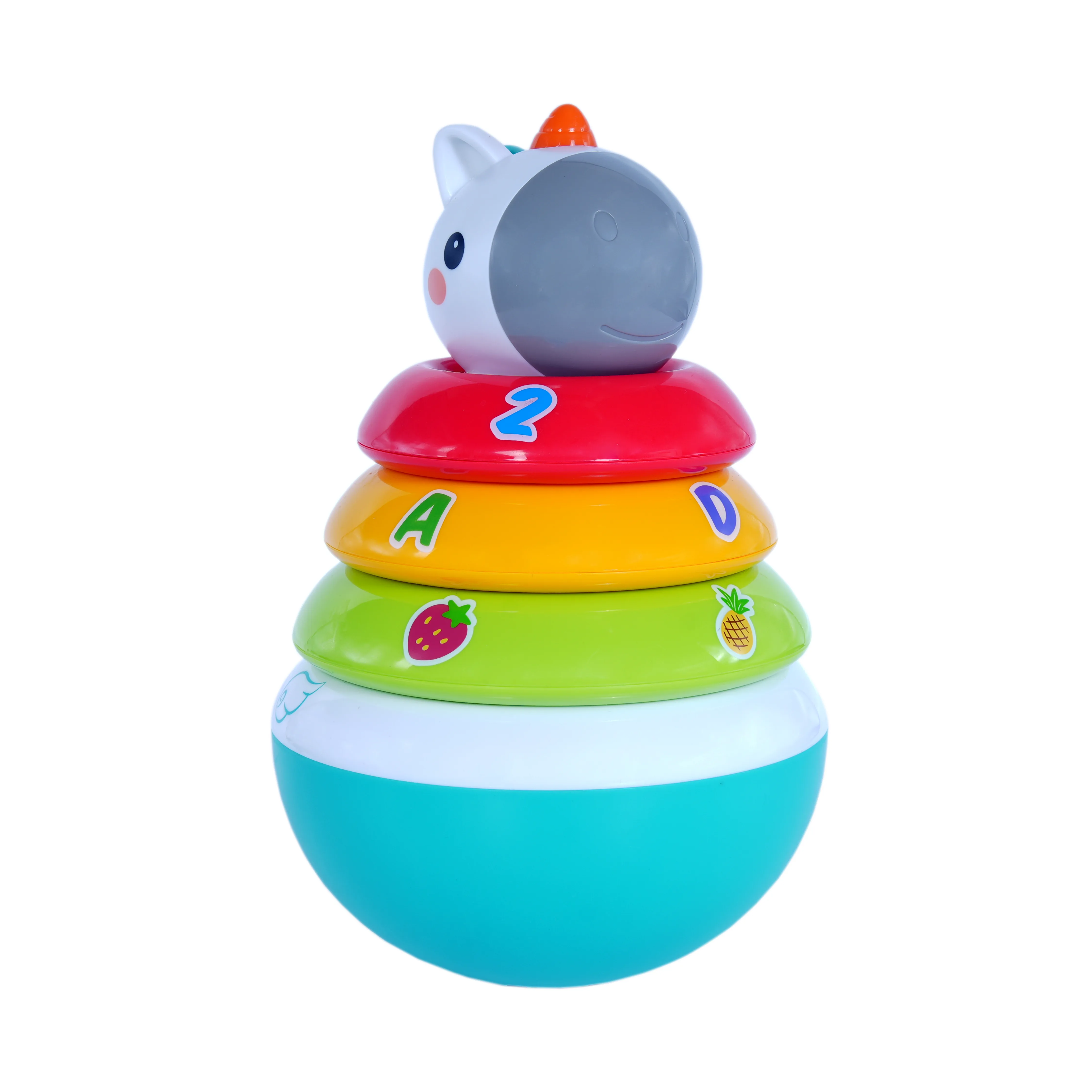 Unicorn Stacking Rings Learning Toy with Alphabet & Fruits - Image 1